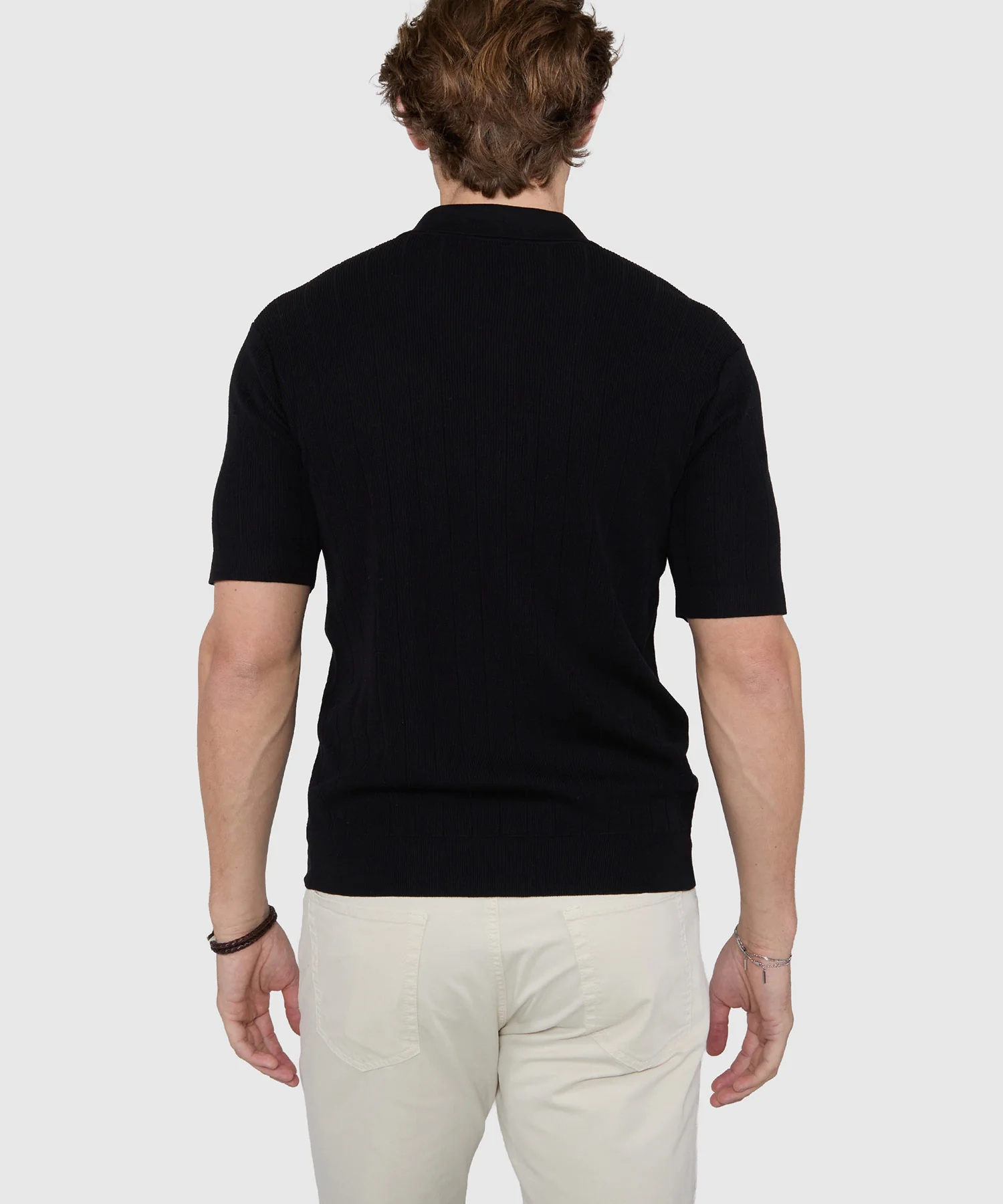 Westport Black Short Sleeve Portofino Johnny Collar Polo - Image 7