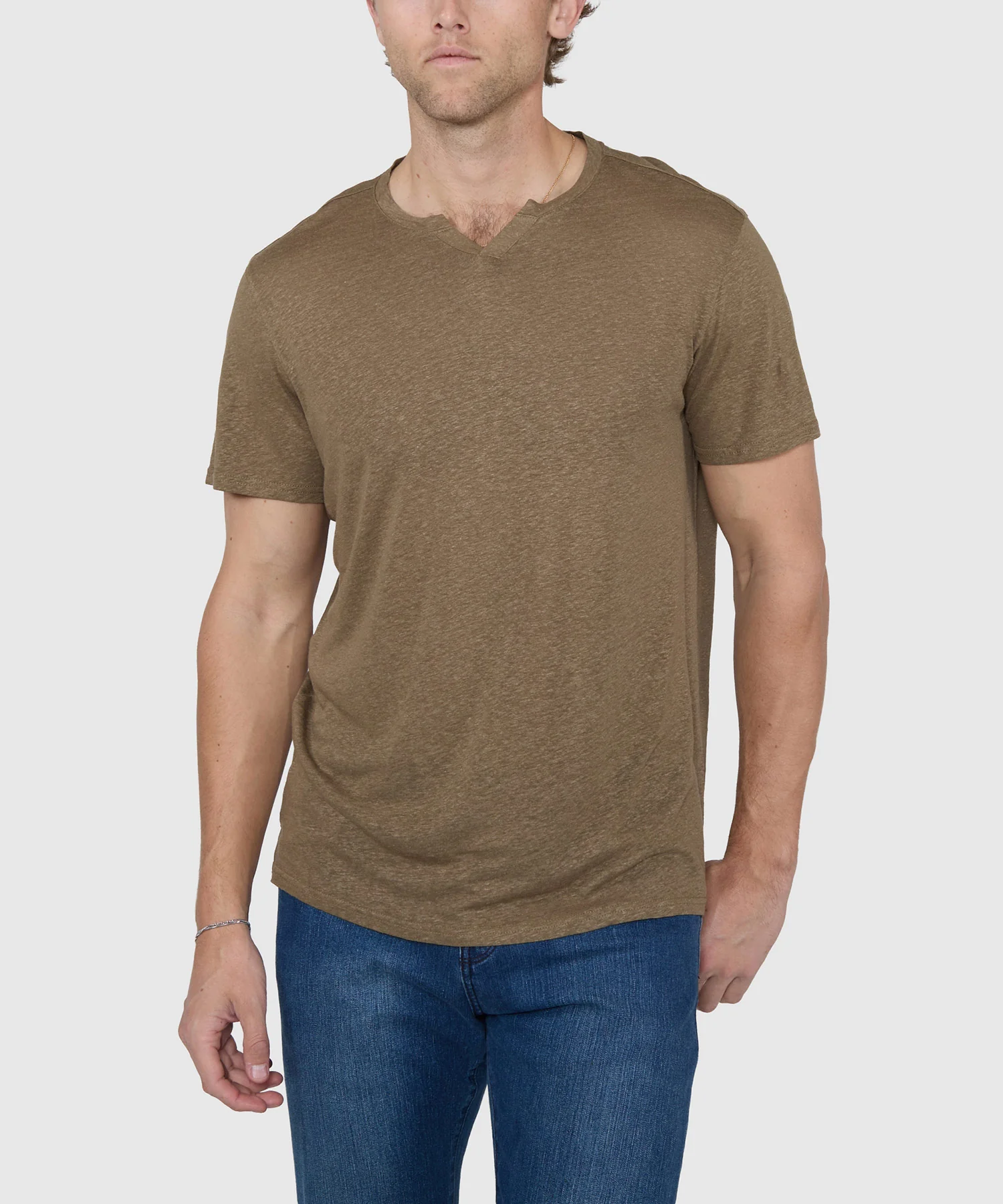 Westport Black Bellmont Short Sleeve V-Notch Linen Crew - Image 5