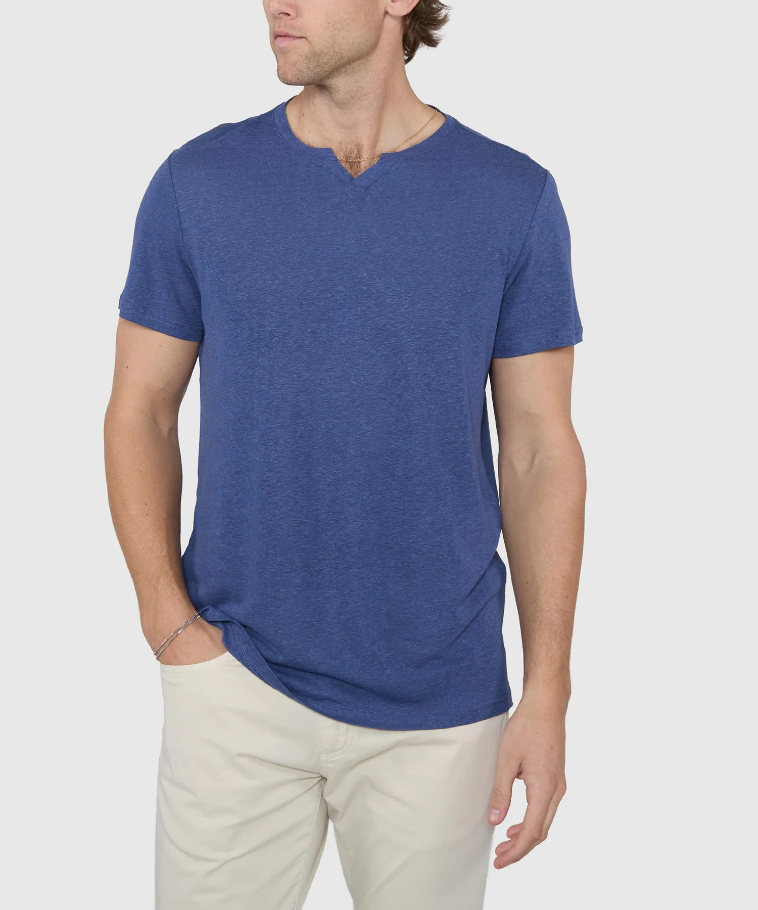 Westport Black Bellmont Short Sleeve V-Notch Linen Crew - Image 9
