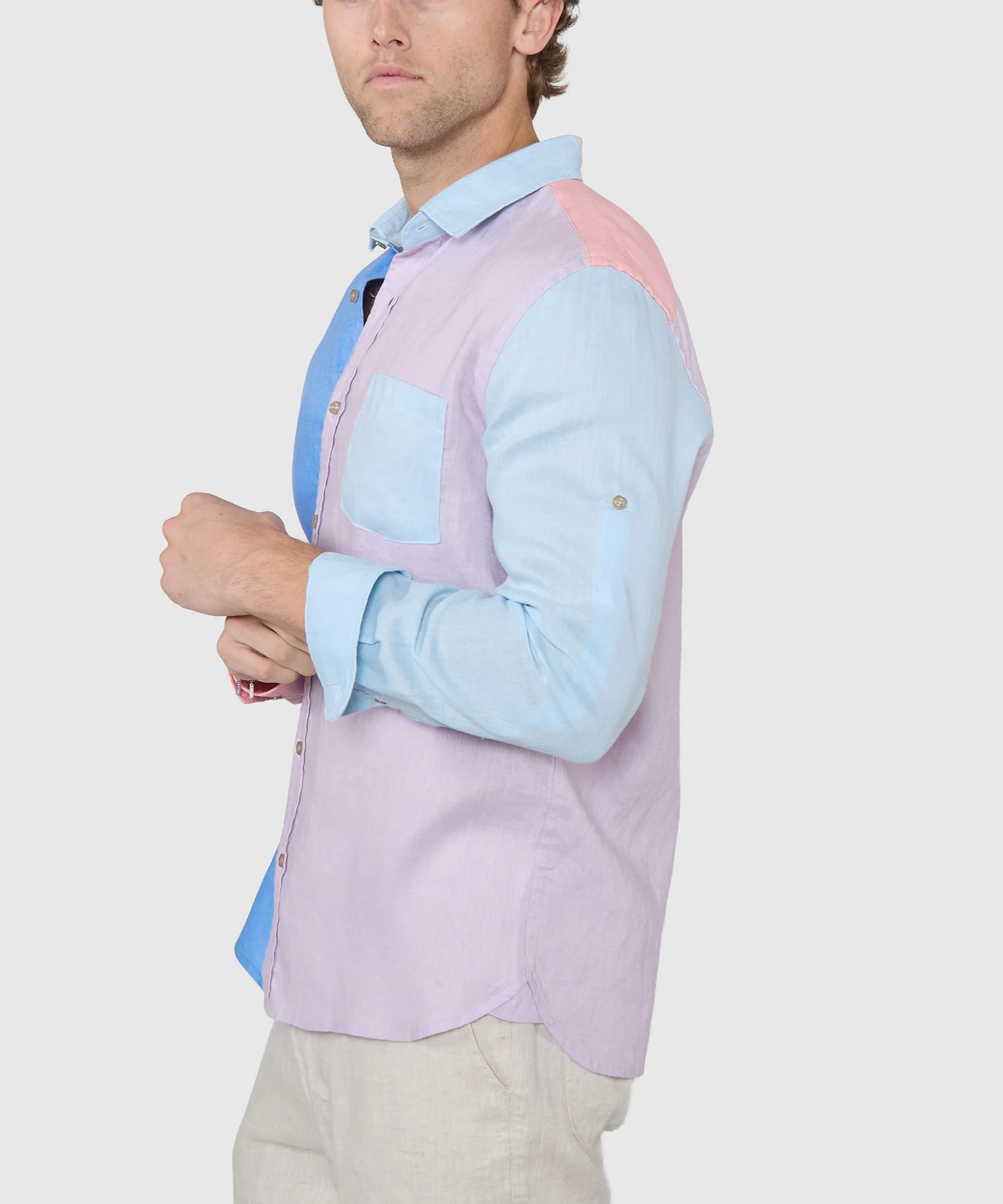 Westport Black Southport Long Sleeve Color Block Linen Shirt - Image 5
