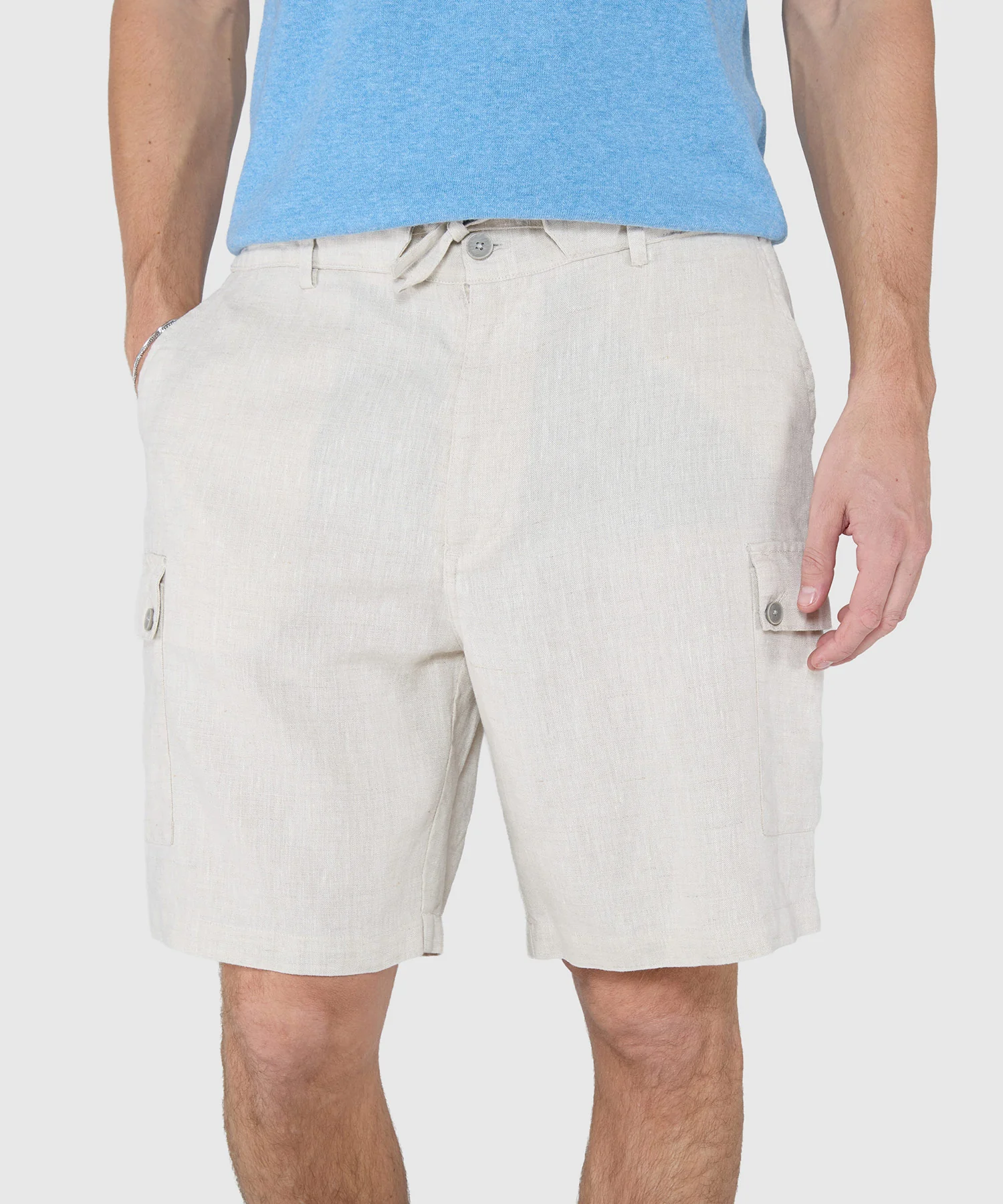 Westport Black Southport Linen Drawstring Cargo Shorts - Image 10