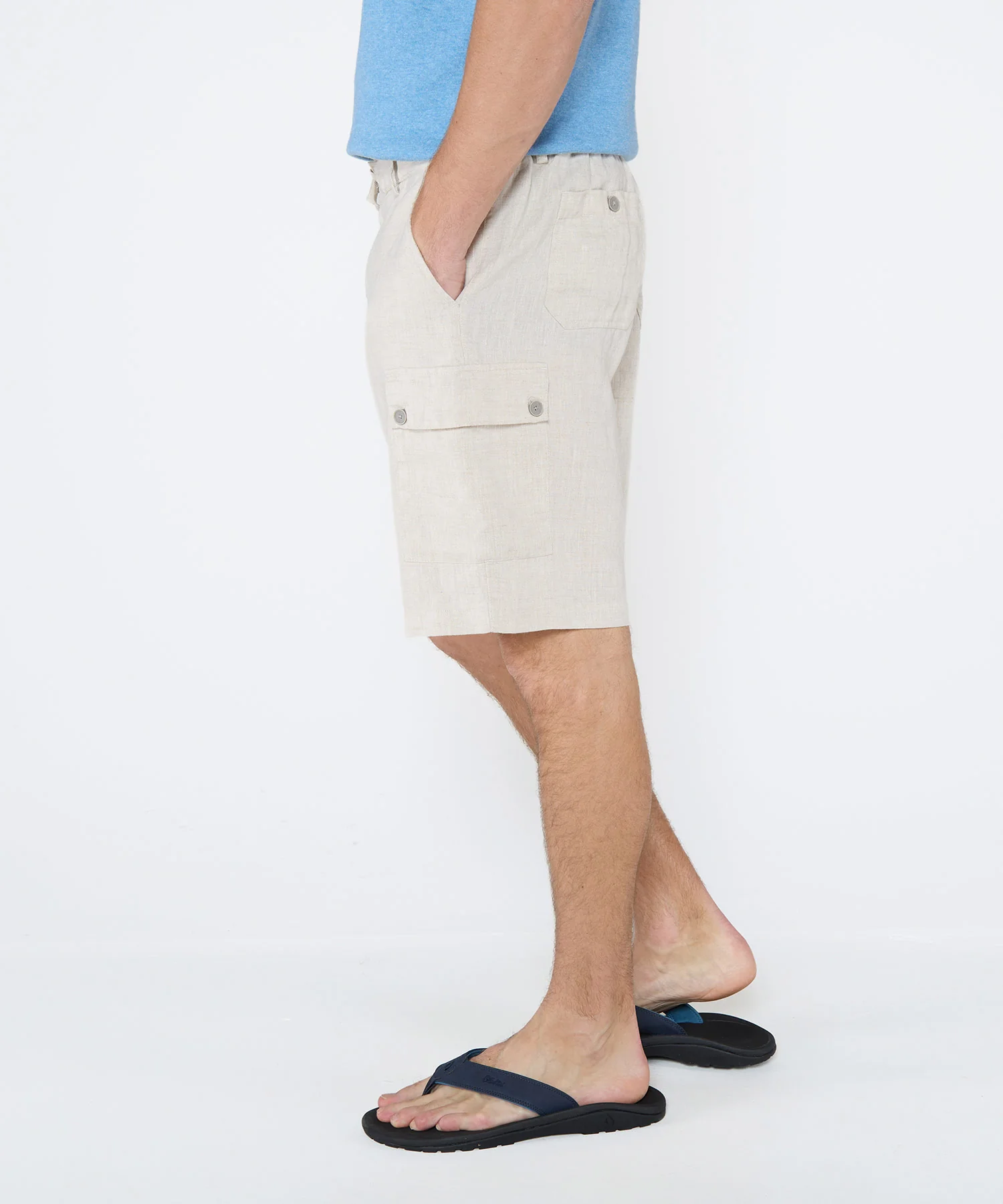 Westport Black Southport Linen Drawstring Cargo Shorts - Image 11