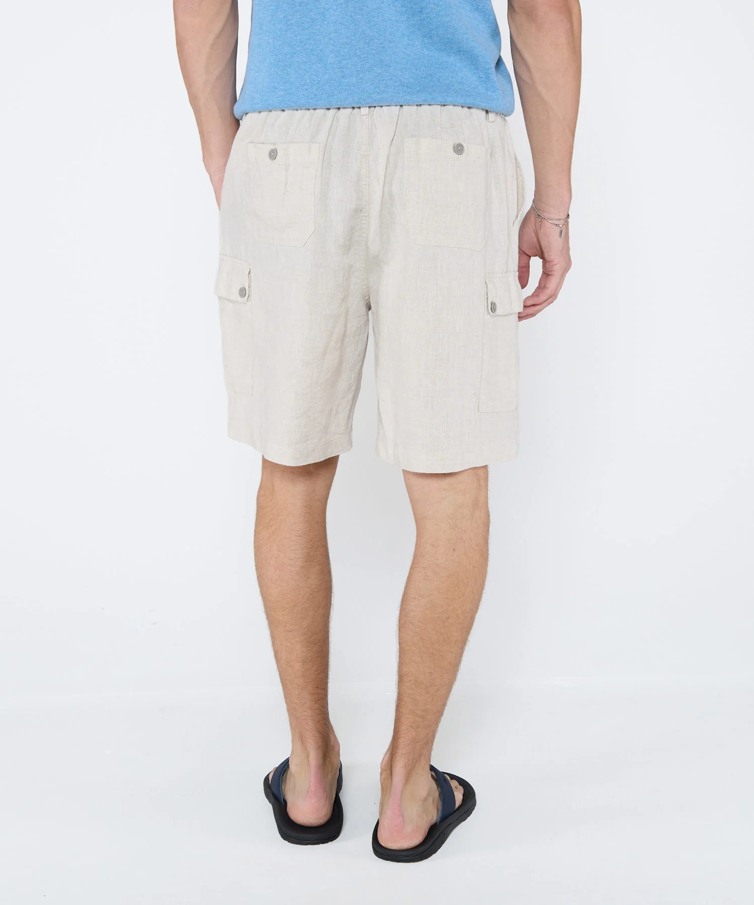 Westport Black Southport Linen Drawstring Cargo Shorts - Image 12