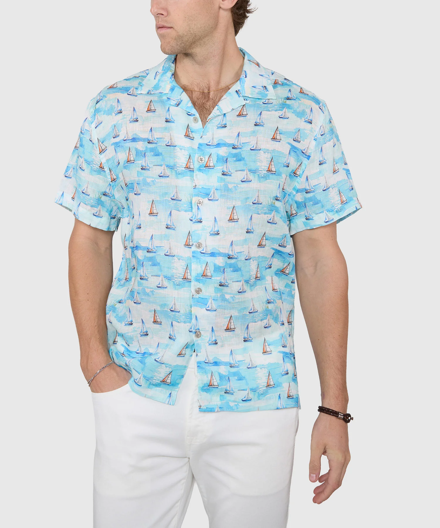 Westport Black Boat Print Camp Shirt - Image 2