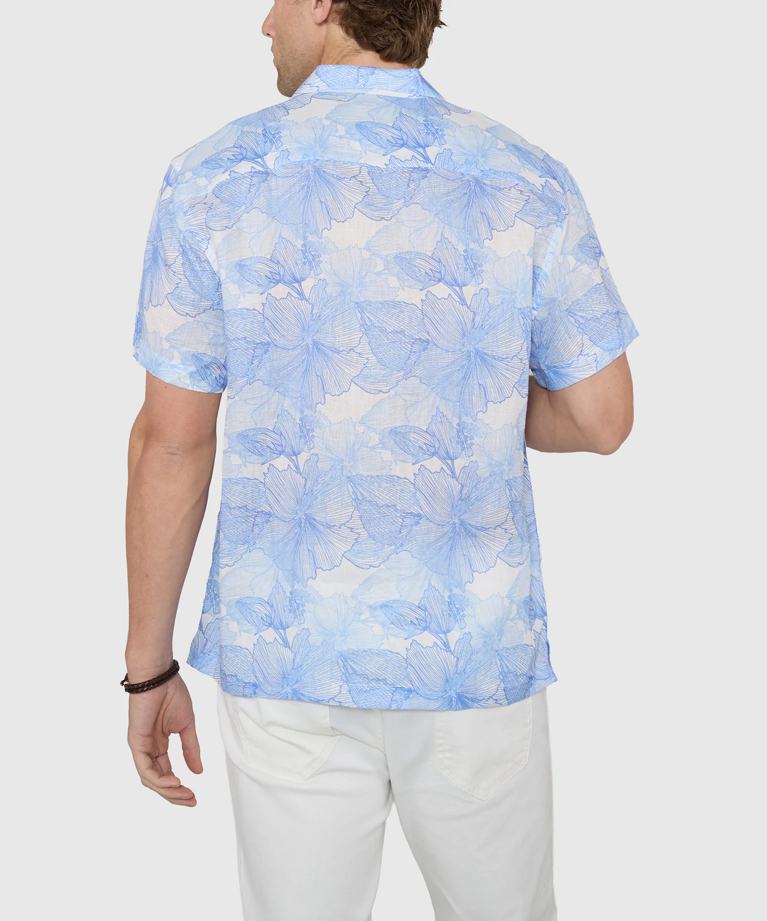 Westport Black Floral Print Linen Camp Shirt - Image 4