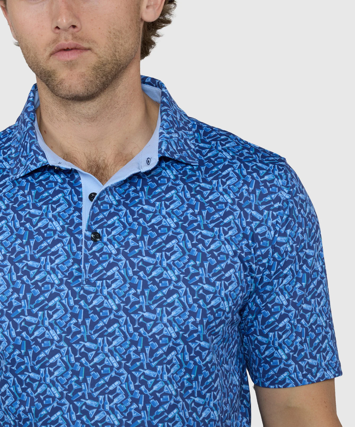 Westport Lifestyle Short Sleeve Cocktail Print Performance Polo - Image 3