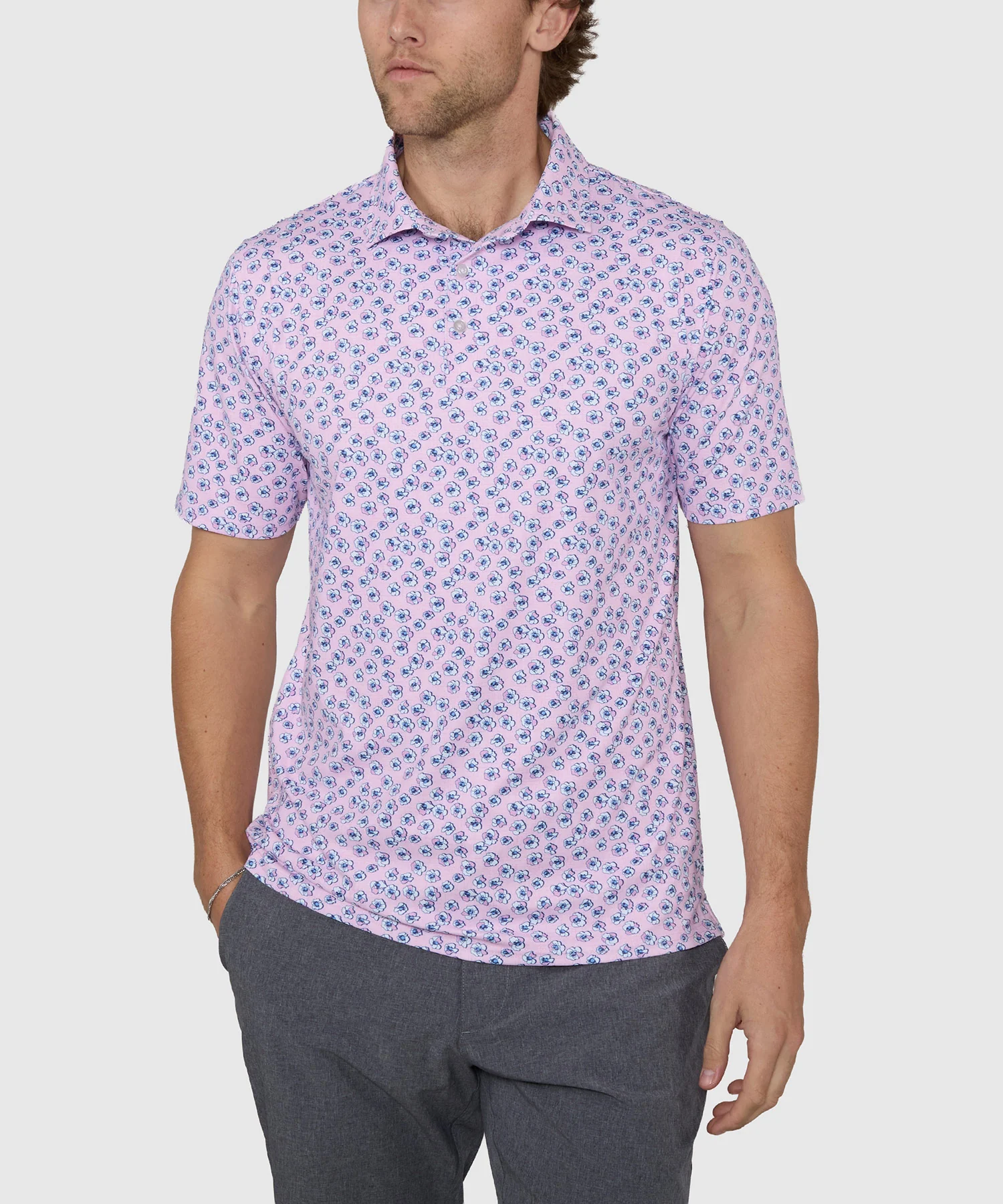 Westport Lifestyle Short Sleeve Blossom Print Performance Polo - Image 2