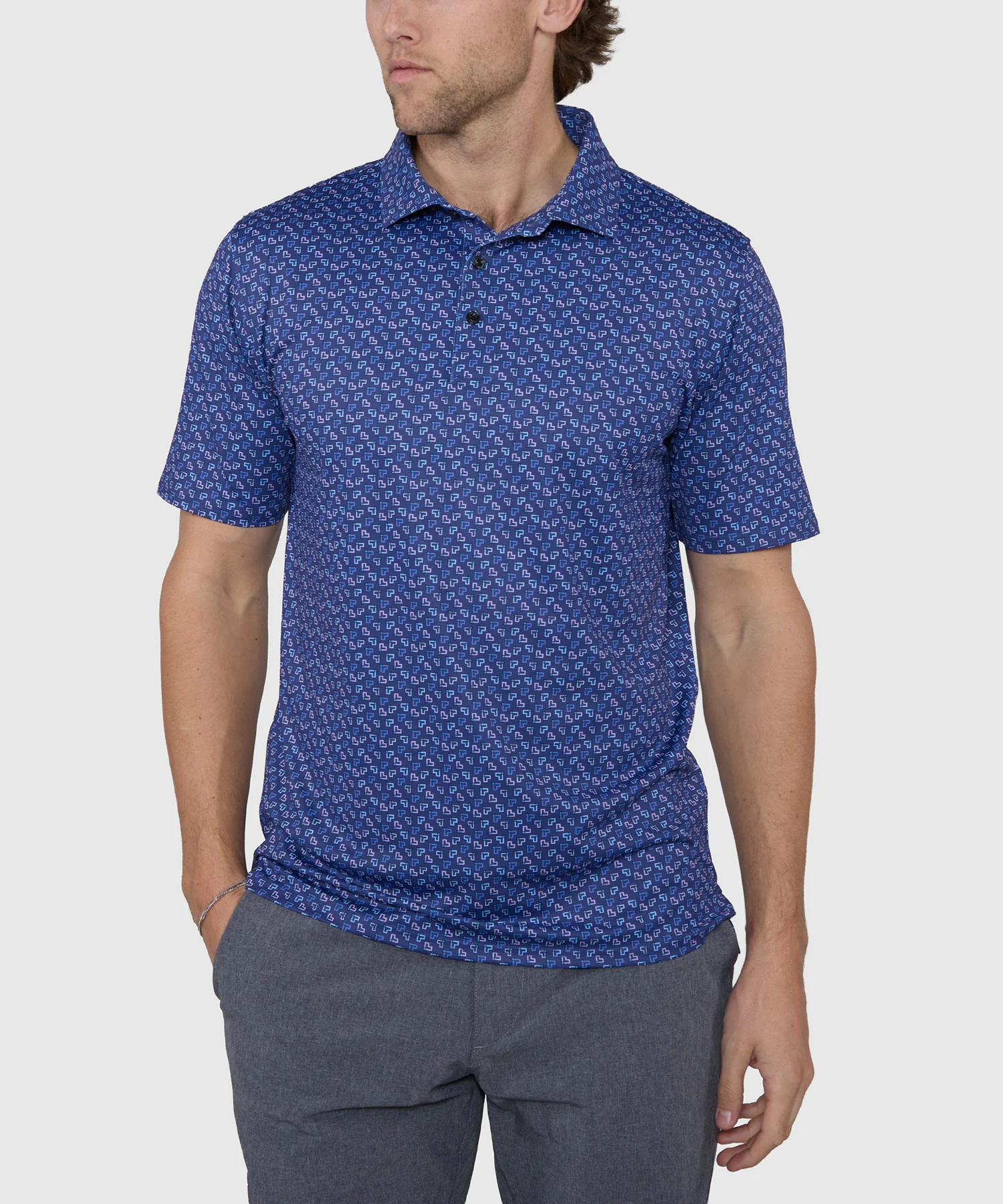 Westport Lifestyle Short Sleeve Geo Print Performance Polo - Image 2