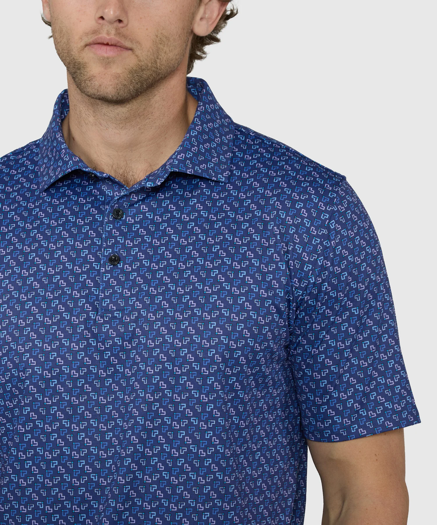 Westport Lifestyle Short Sleeve Geo Print Performance Polo - Image 3