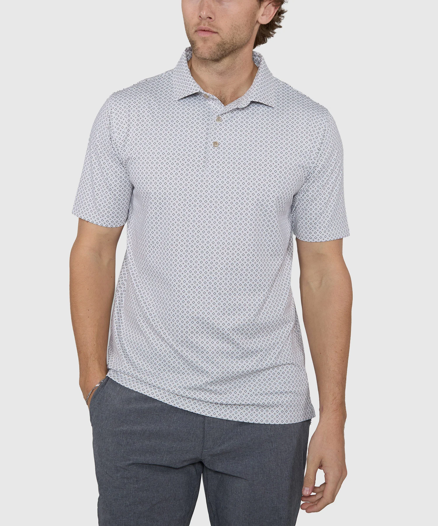Westport Lifestyle Short Sleeve Diamond Print Performance Polo - Image 2