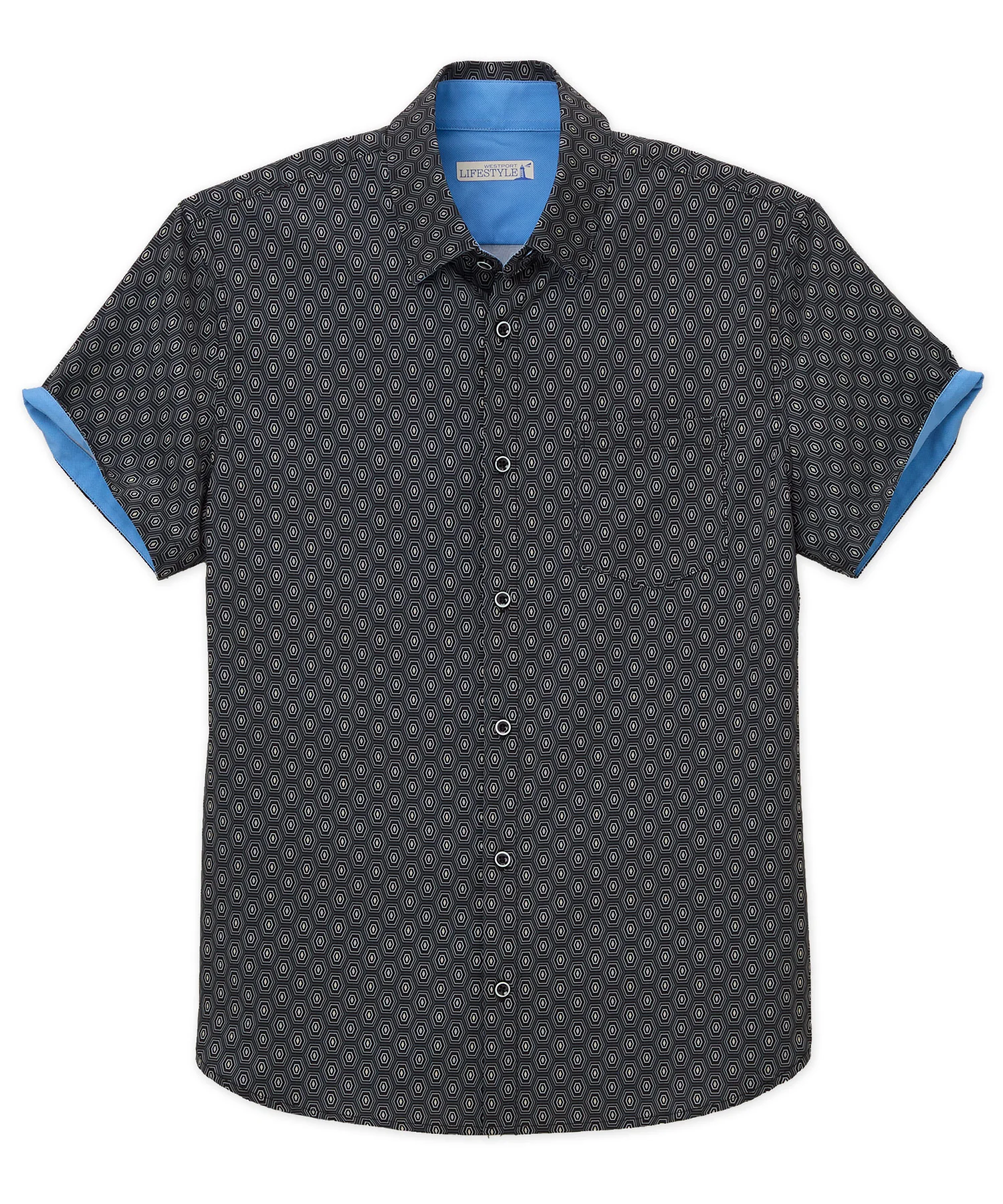 Westport Lifestyle Geo Print Performance Stretch Sport Shirt