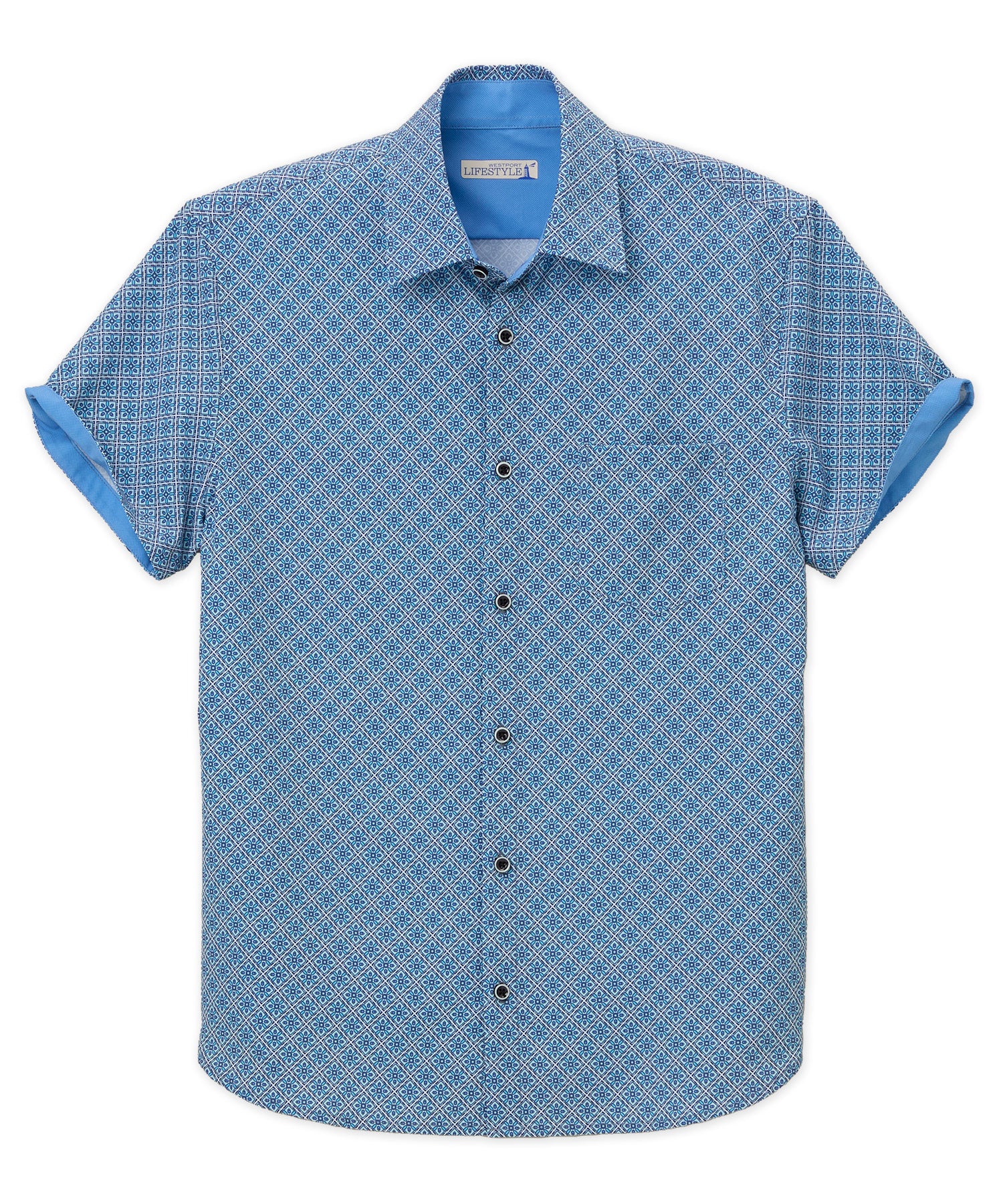 Westport Lifestyle Tile Print Performance Stretch Sport Shirt