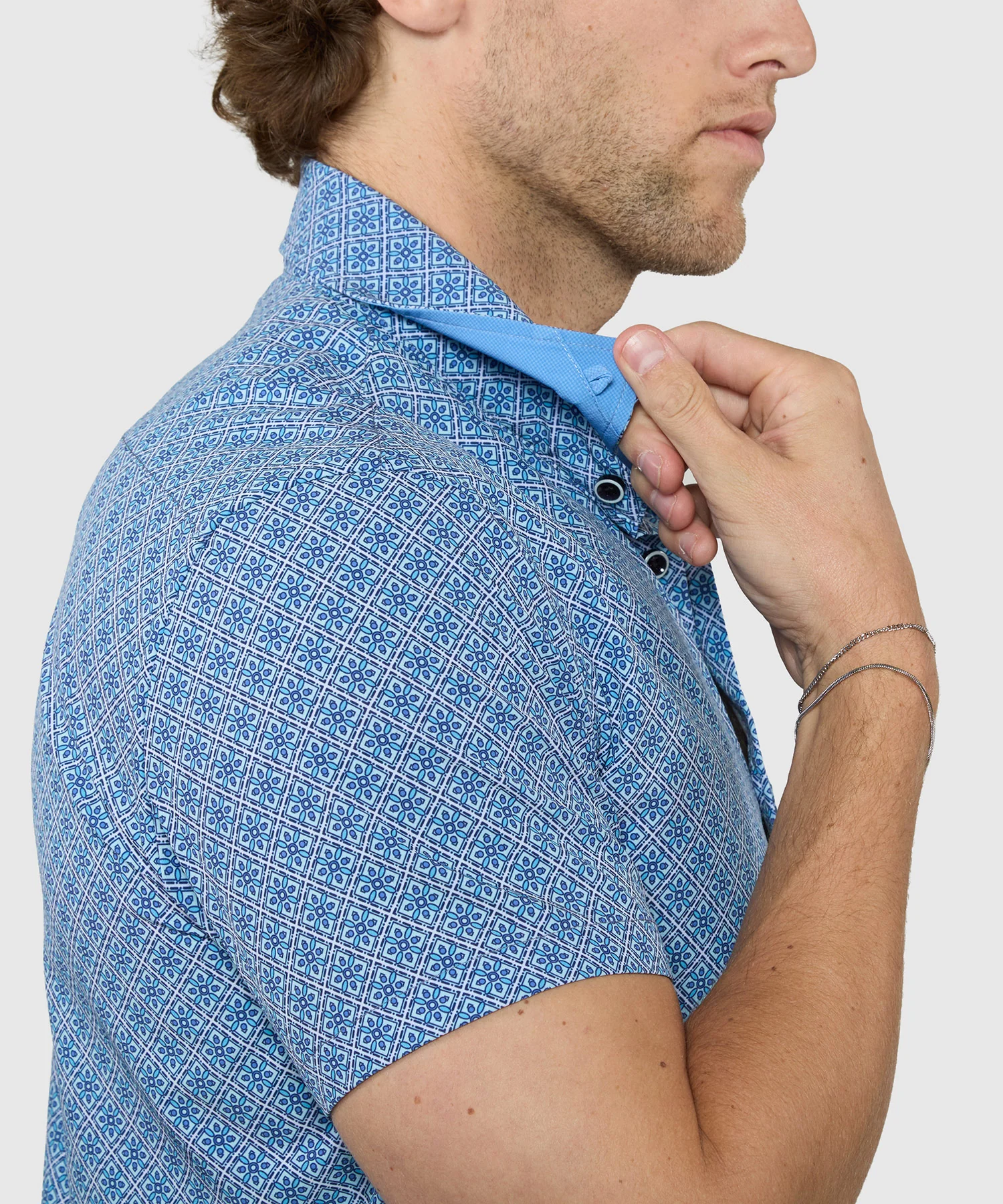 Westport Lifestyle Tile Print Performance Stretch Sport Shirt - Image 3