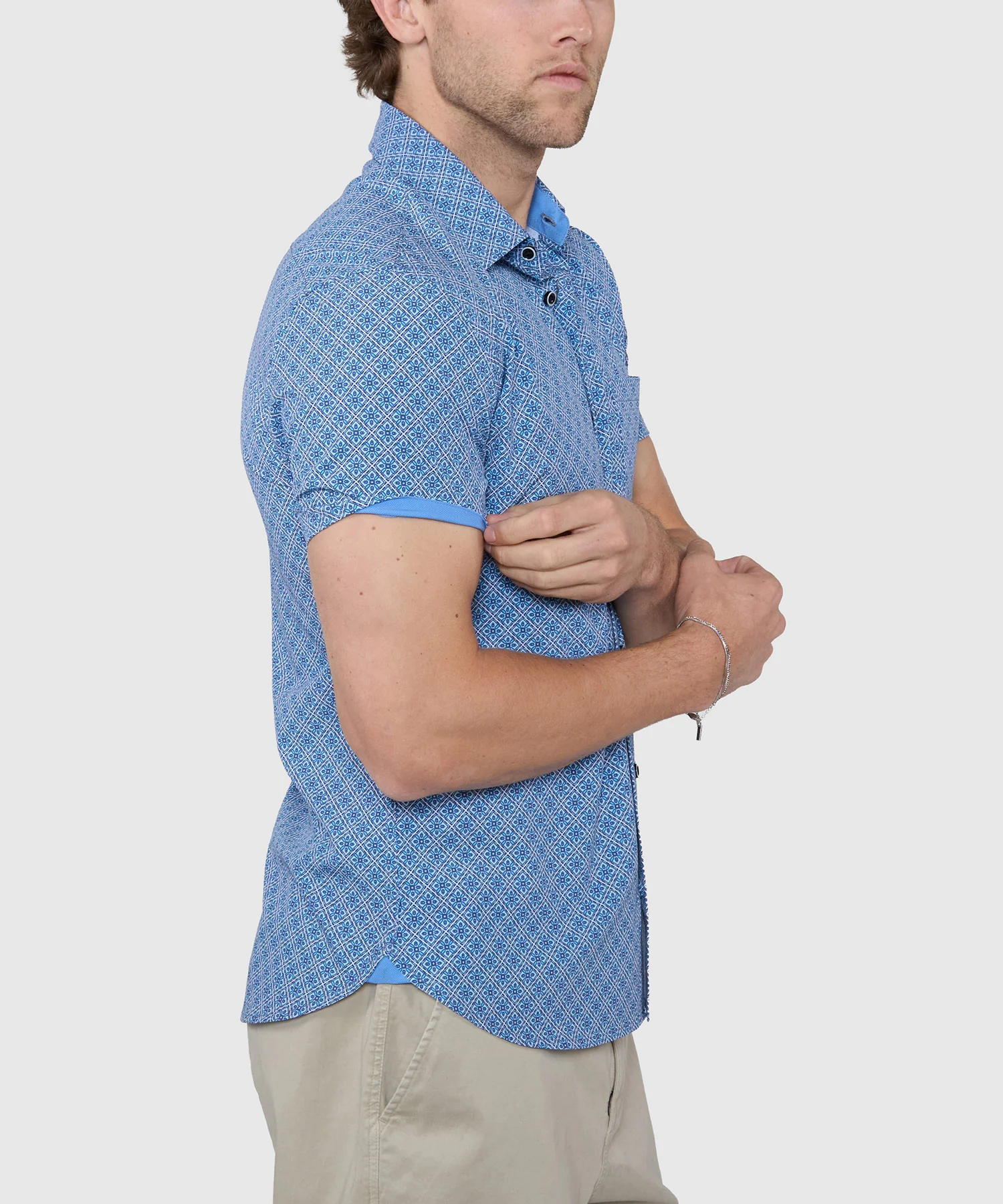 Westport Lifestyle Tile Print Performance Stretch Sport Shirt - Image 4