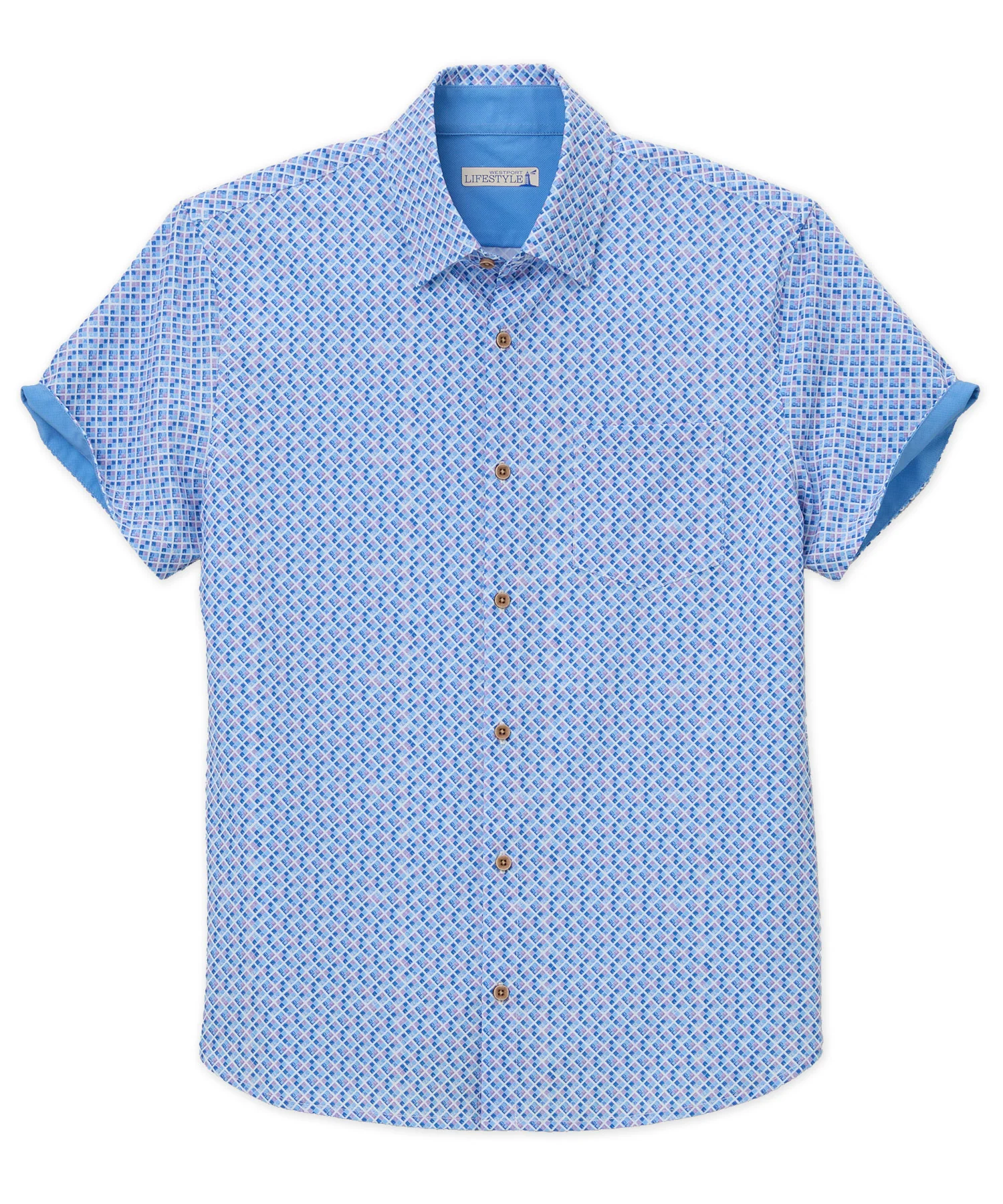 Westport Lifestyle Cube Print Performance Stretch Sport Shirt