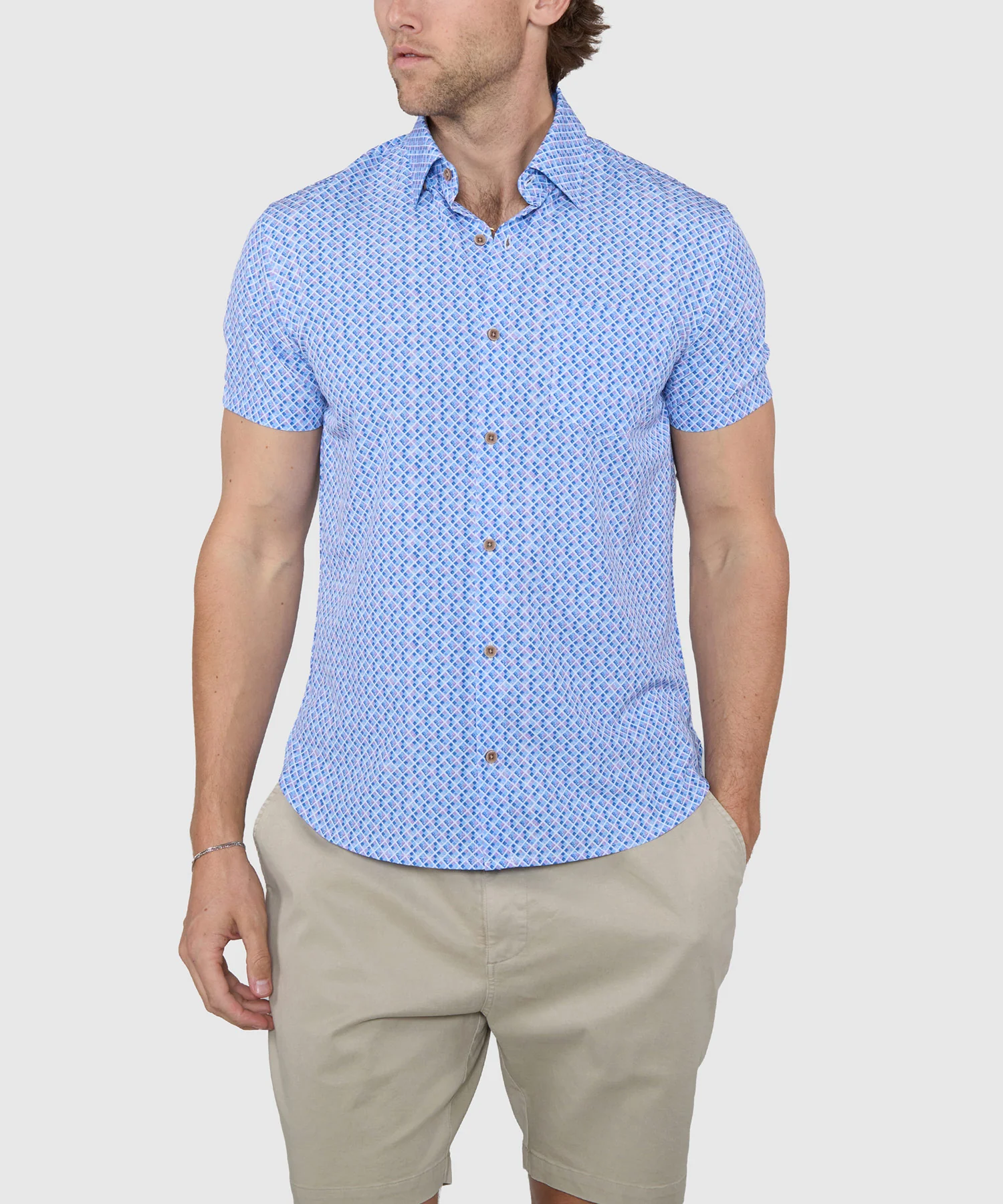 Westport Lifestyle Cube Print Performance Stretch Sport Shirt - Image 2