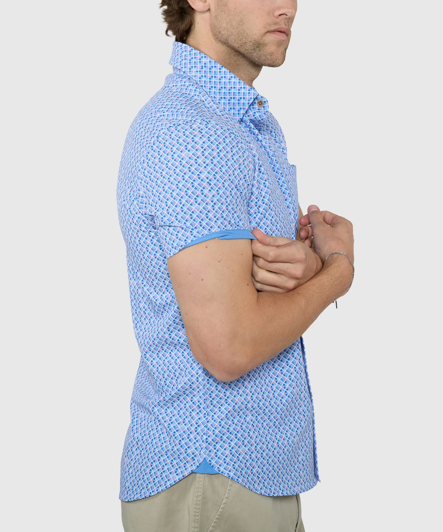 Westport Lifestyle Cube Print Performance Stretch Sport Shirt - Image 3