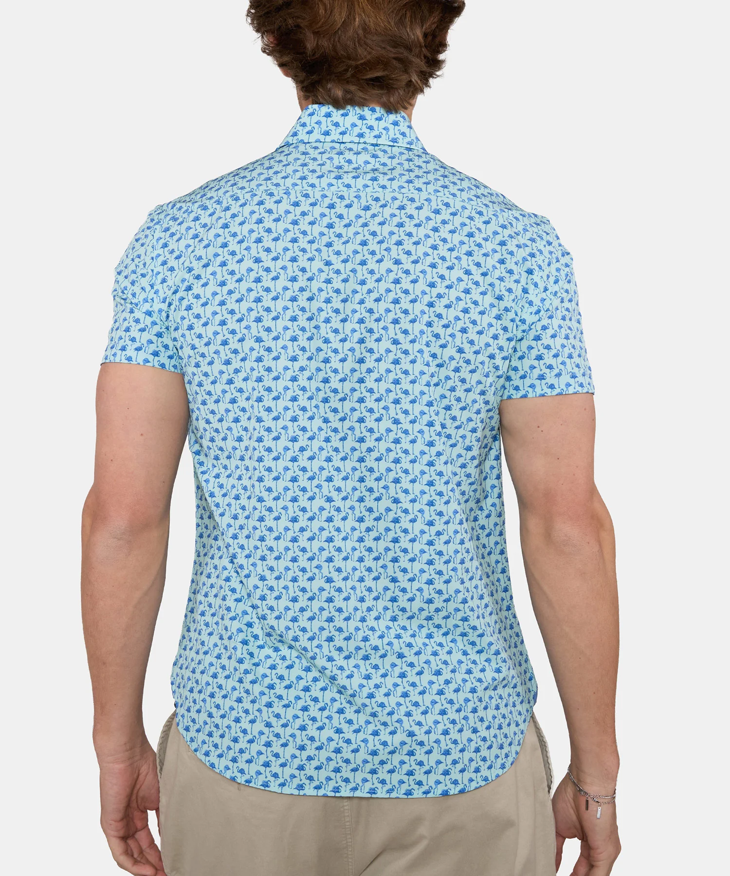 Westport Lifestyle Flamingo Print Performance Stretch Sport Shirt - Image 3