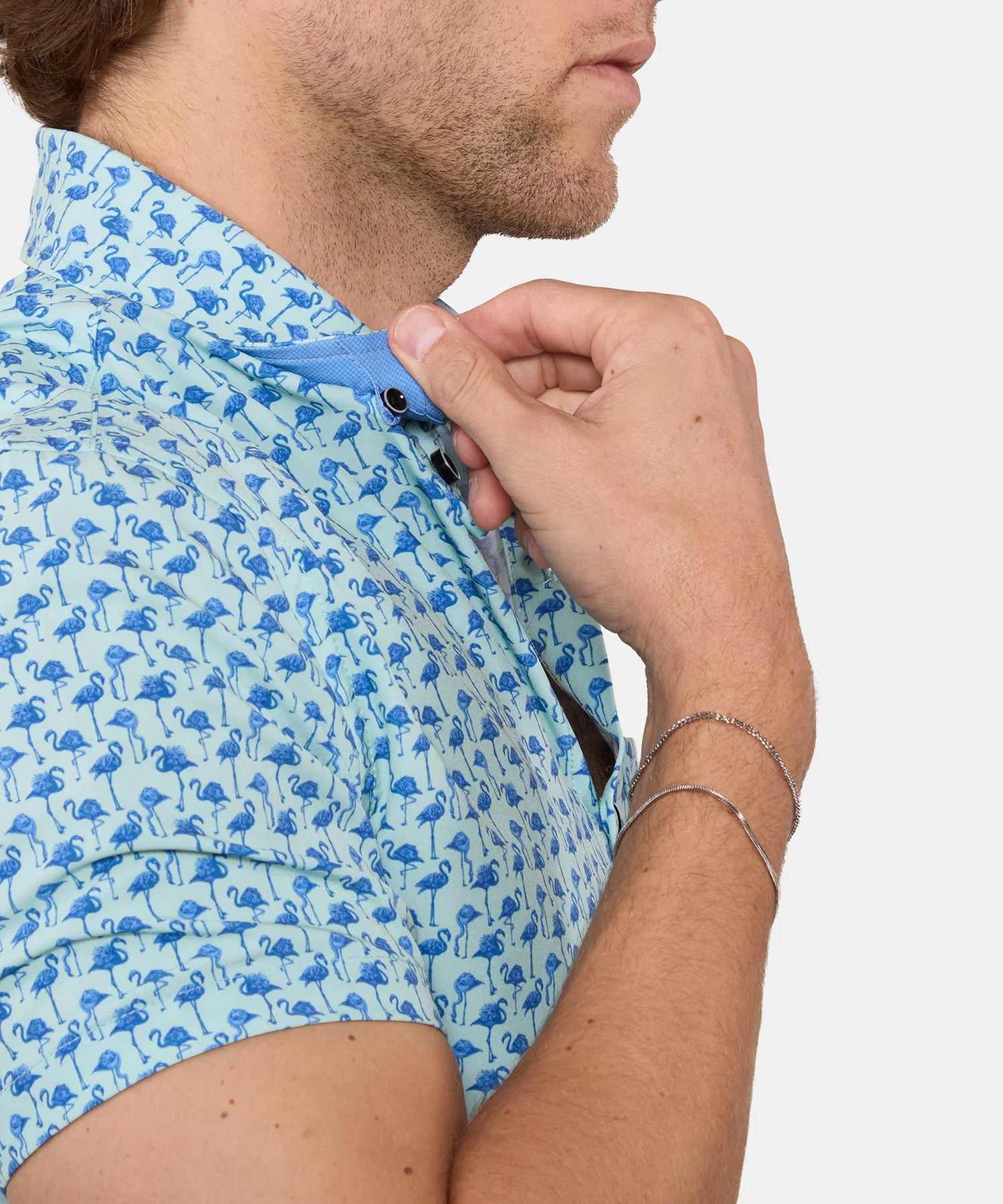 Westport Lifestyle Flamingo Print Performance Stretch Sport Shirt - Image 4