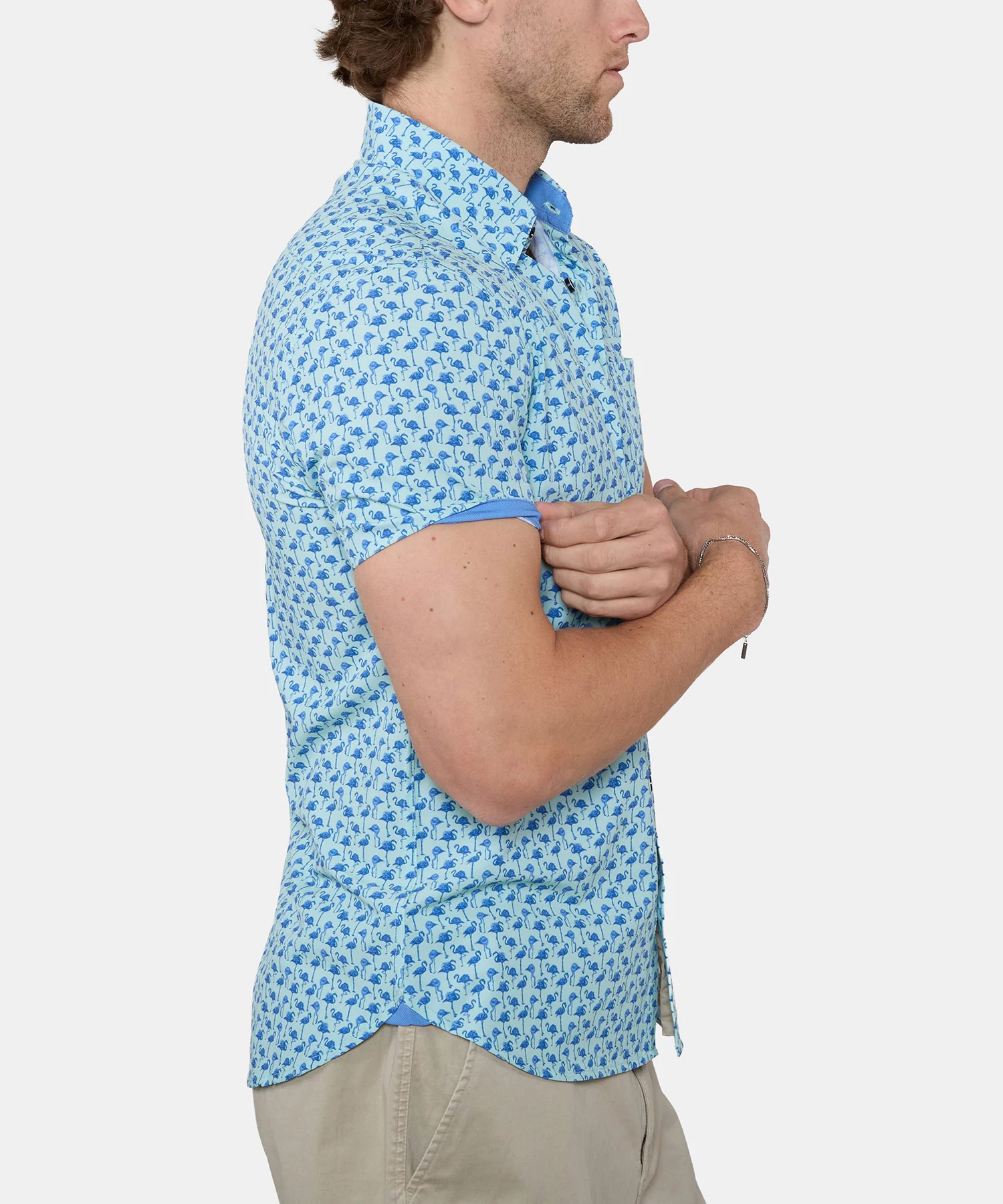 Westport Lifestyle Flamingo Print Performance Stretch Sport Shirt - Image 5