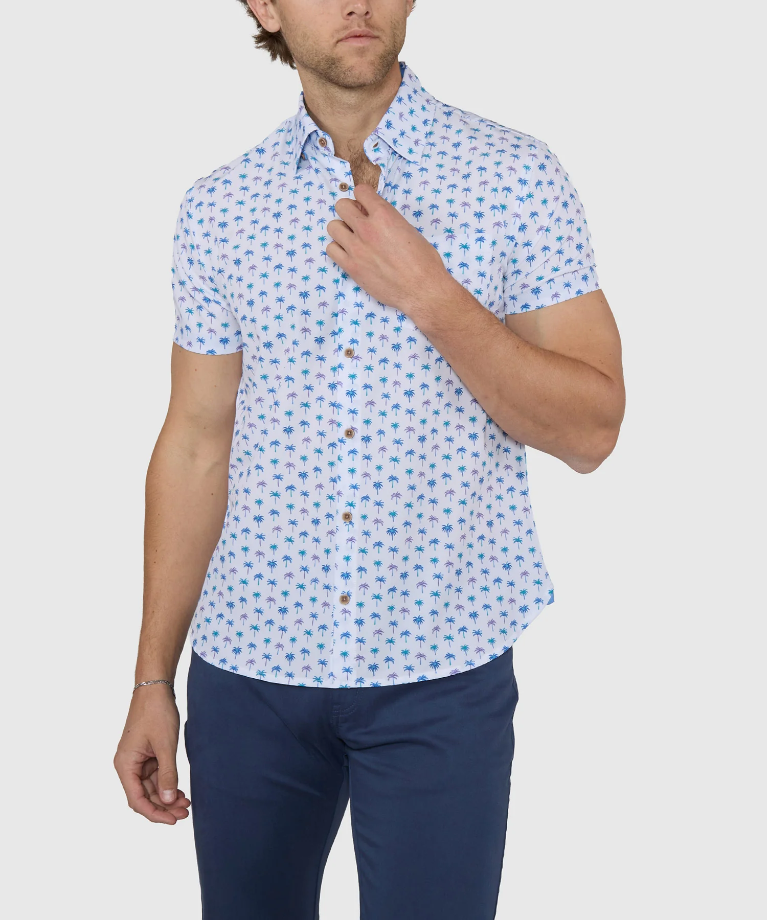 Westport Lifestyle Palm Print Performance Stretch Sport Shirt - Image 3