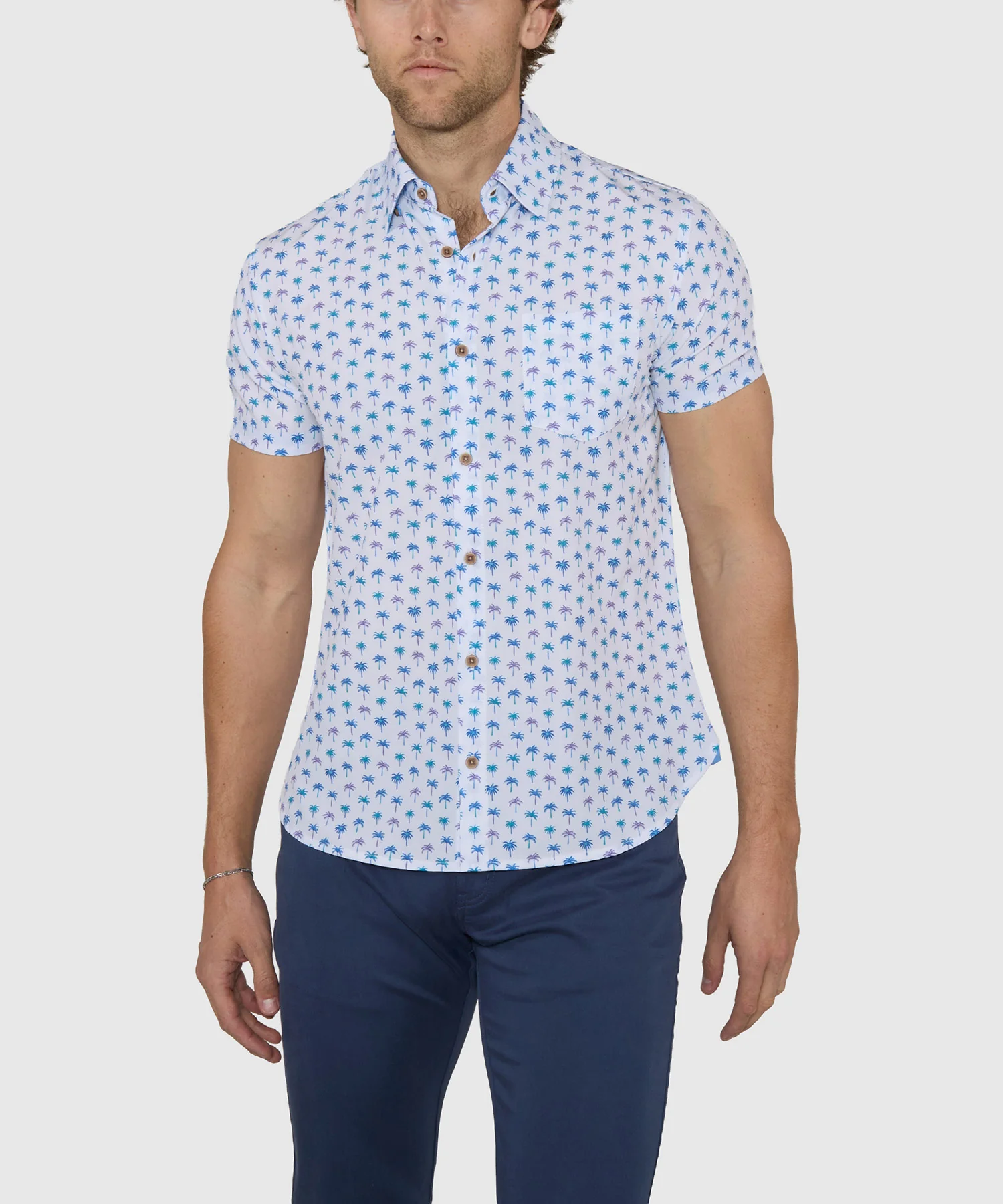 Westport Lifestyle Palm Print Performance Stretch Sport Shirt - Image 4