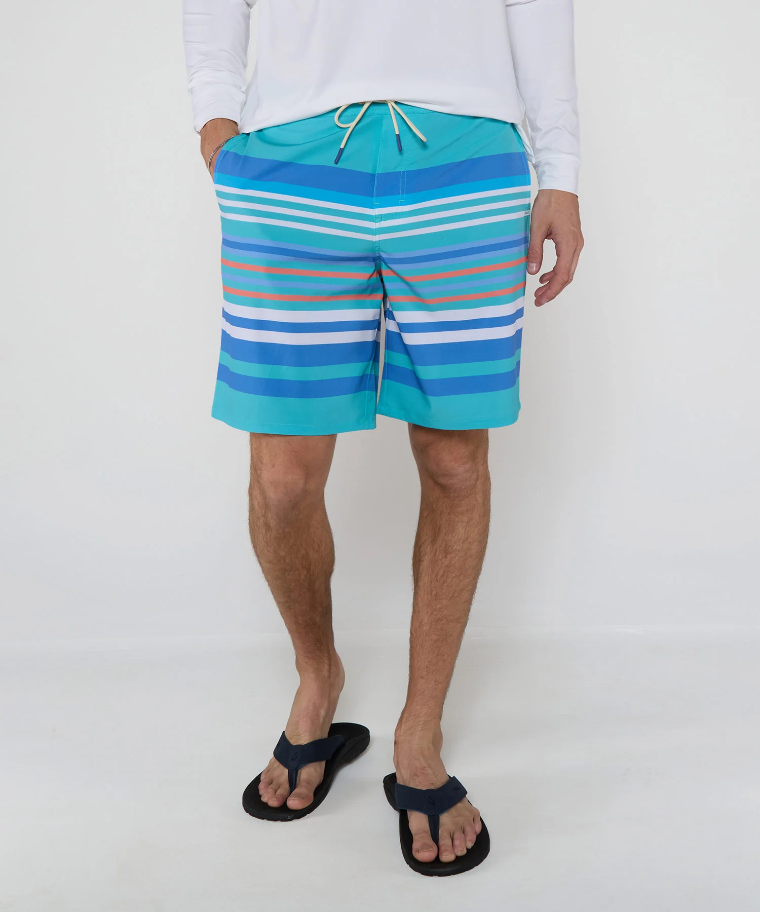 Westport Lifestyle Saybrook Half Elastic Anchor Stripe Board Shorts - Image 2