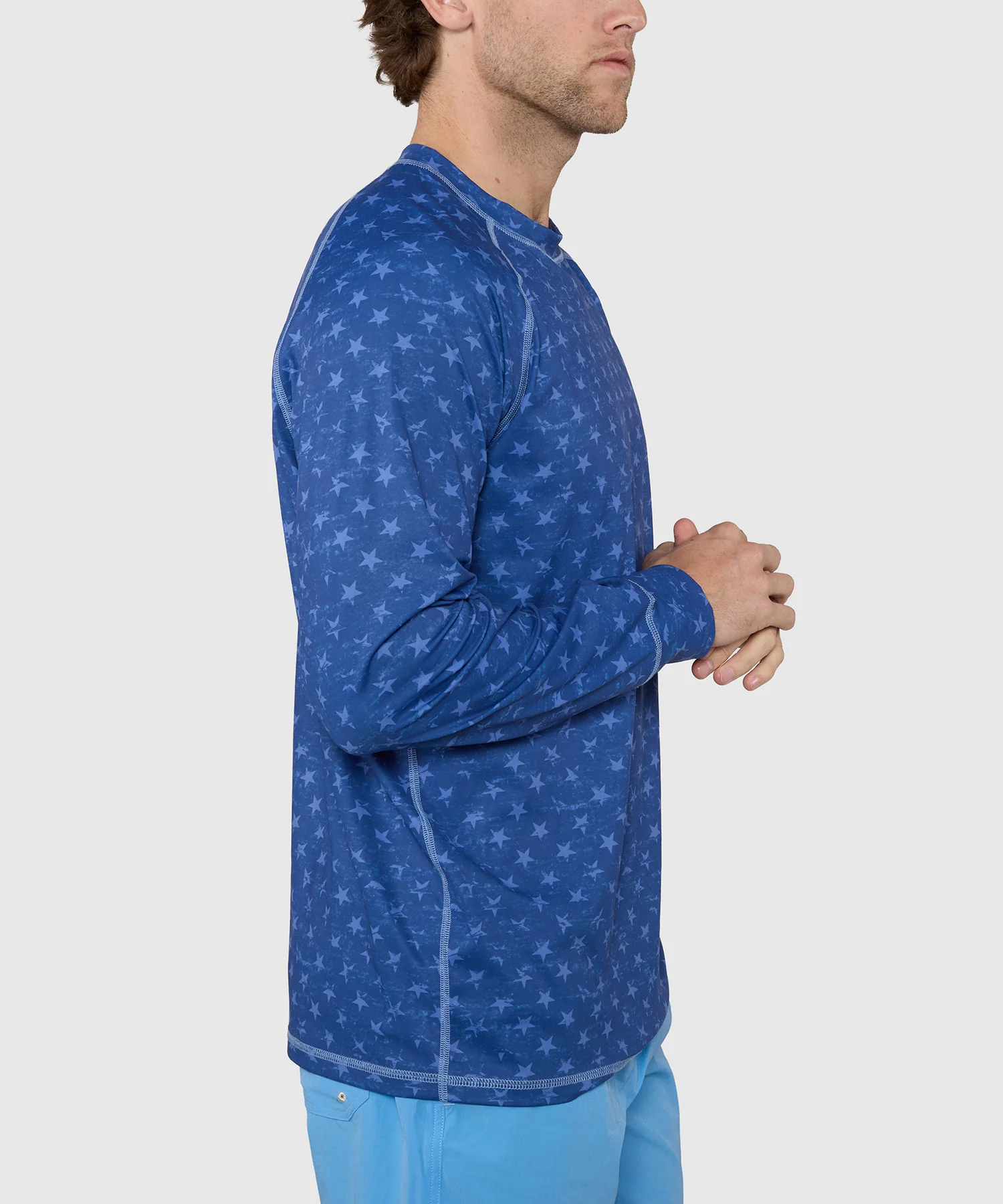 Westport Lifestyle Seaside Star Print Long Sleeve UPF 30 Rash Guard Swim Shirt - Image 3
