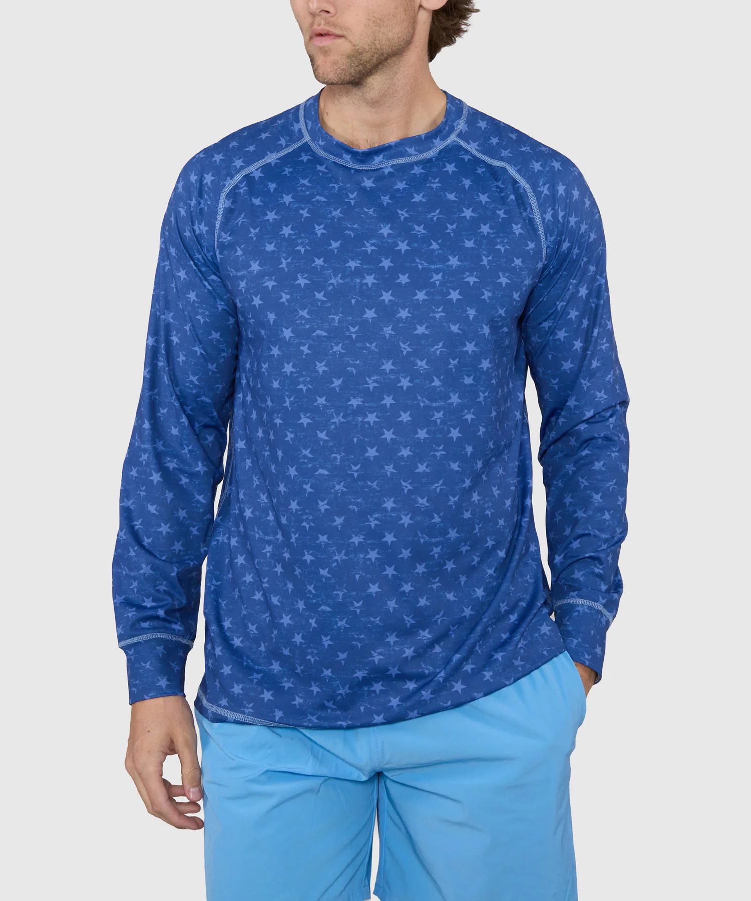 Westport Lifestyle Seaside Star Print Long Sleeve UPF 30 Rash Guard Swim Shirt - Image 6