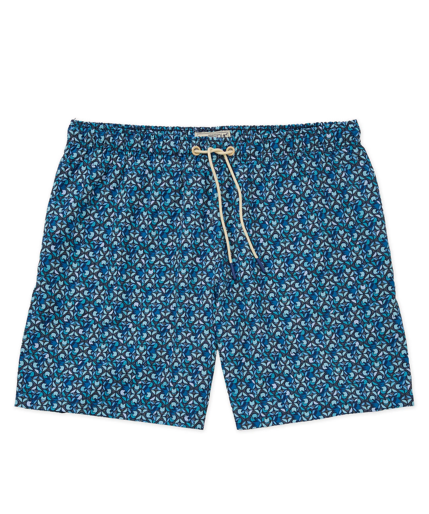 Westport Lifestyle Flower Motif Print Stretch Swim Trunks