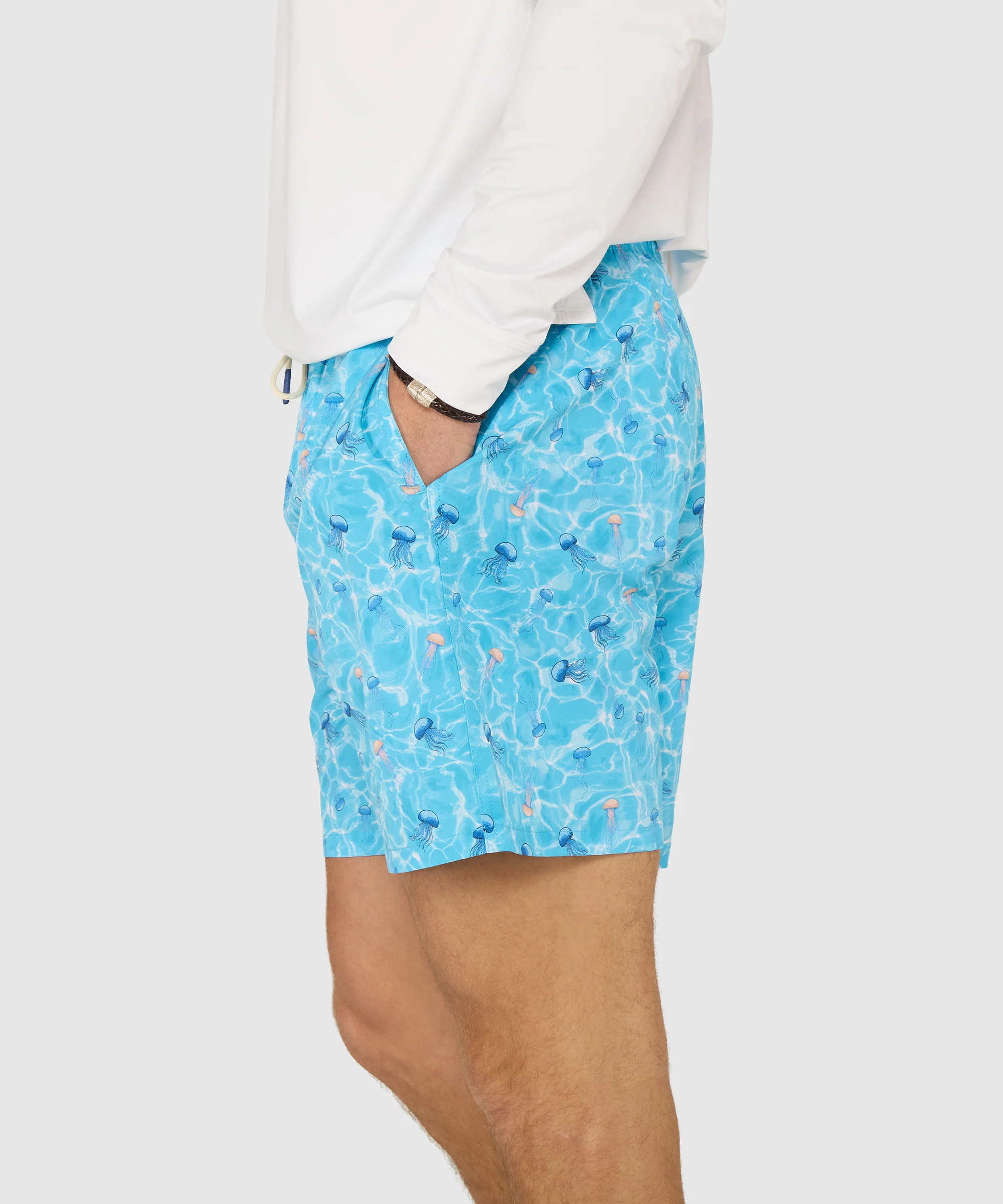 Westport Lifestyle Jellyfish Print Stretch Swim Trunks - Image 5