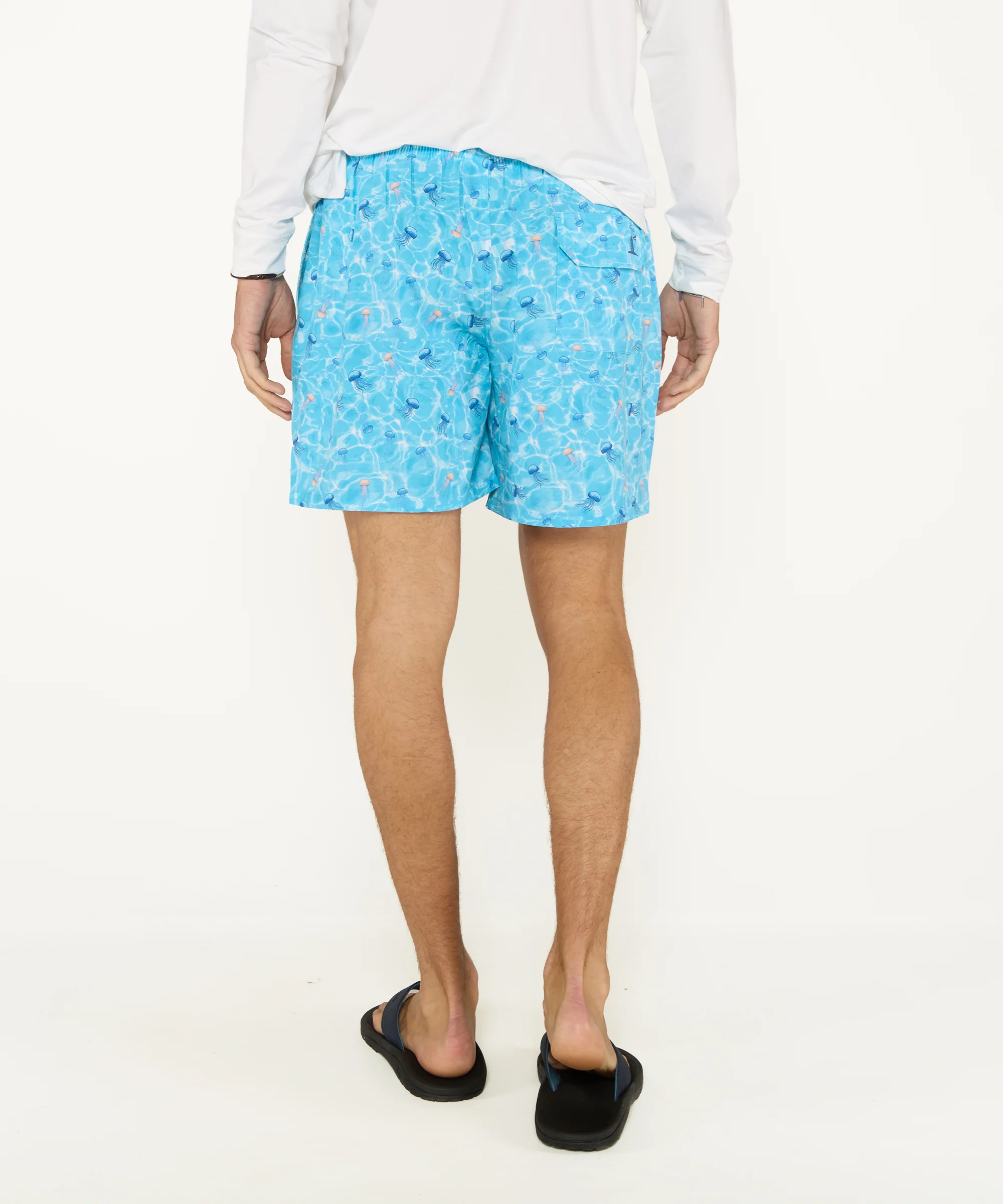Westport Lifestyle Jellyfish Print Stretch Swim Trunks - Image 6