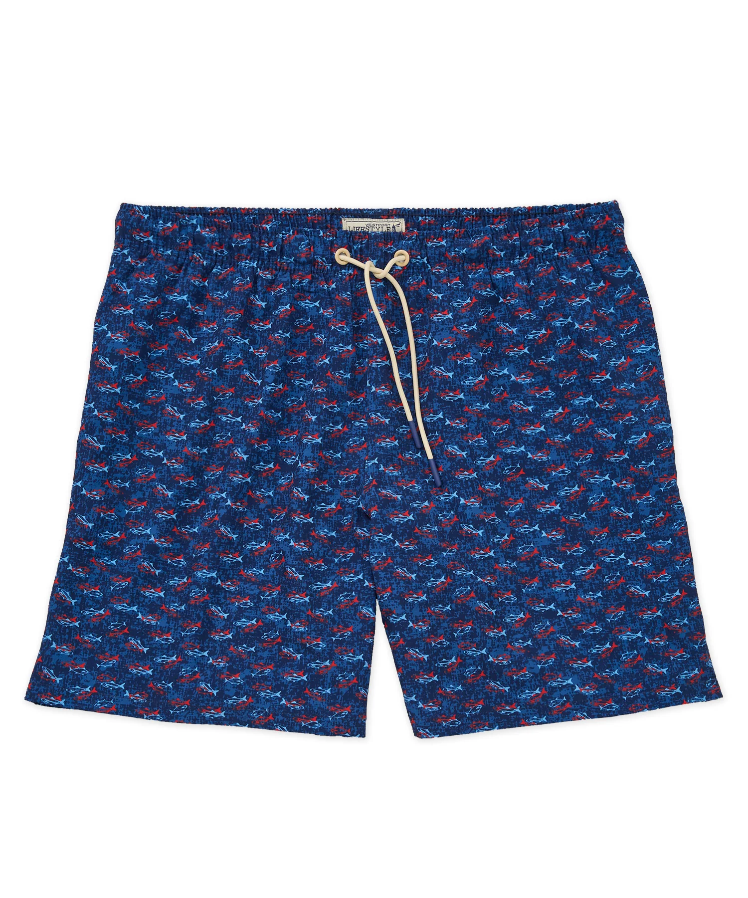 Westport Lifestyle Fish Print Stretch Swim Trunks