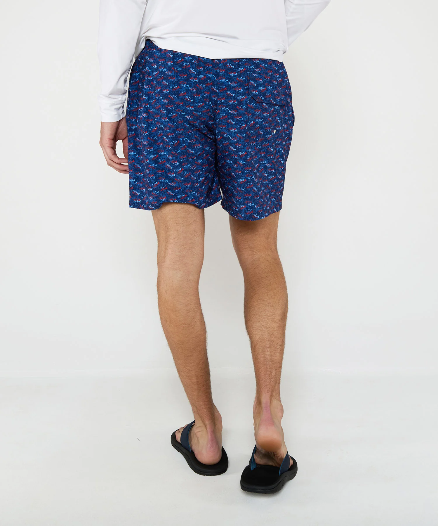 Westport Lifestyle Fish Print Stretch Swim Trunks - Image 3