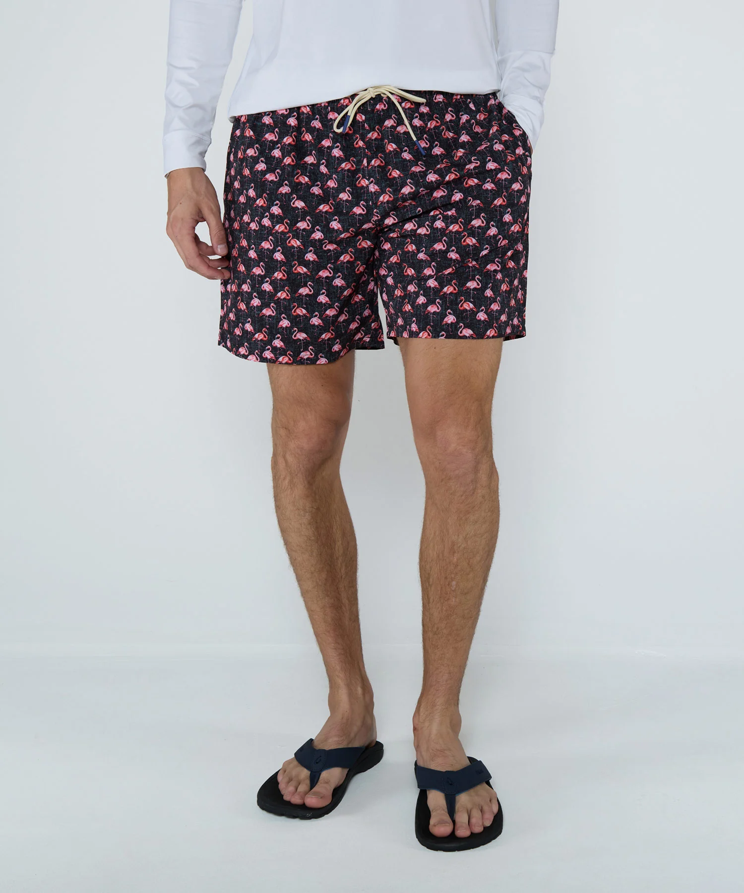 Westport Lifestyle Flamingo Print Stretch Swim Trunks - Image 3