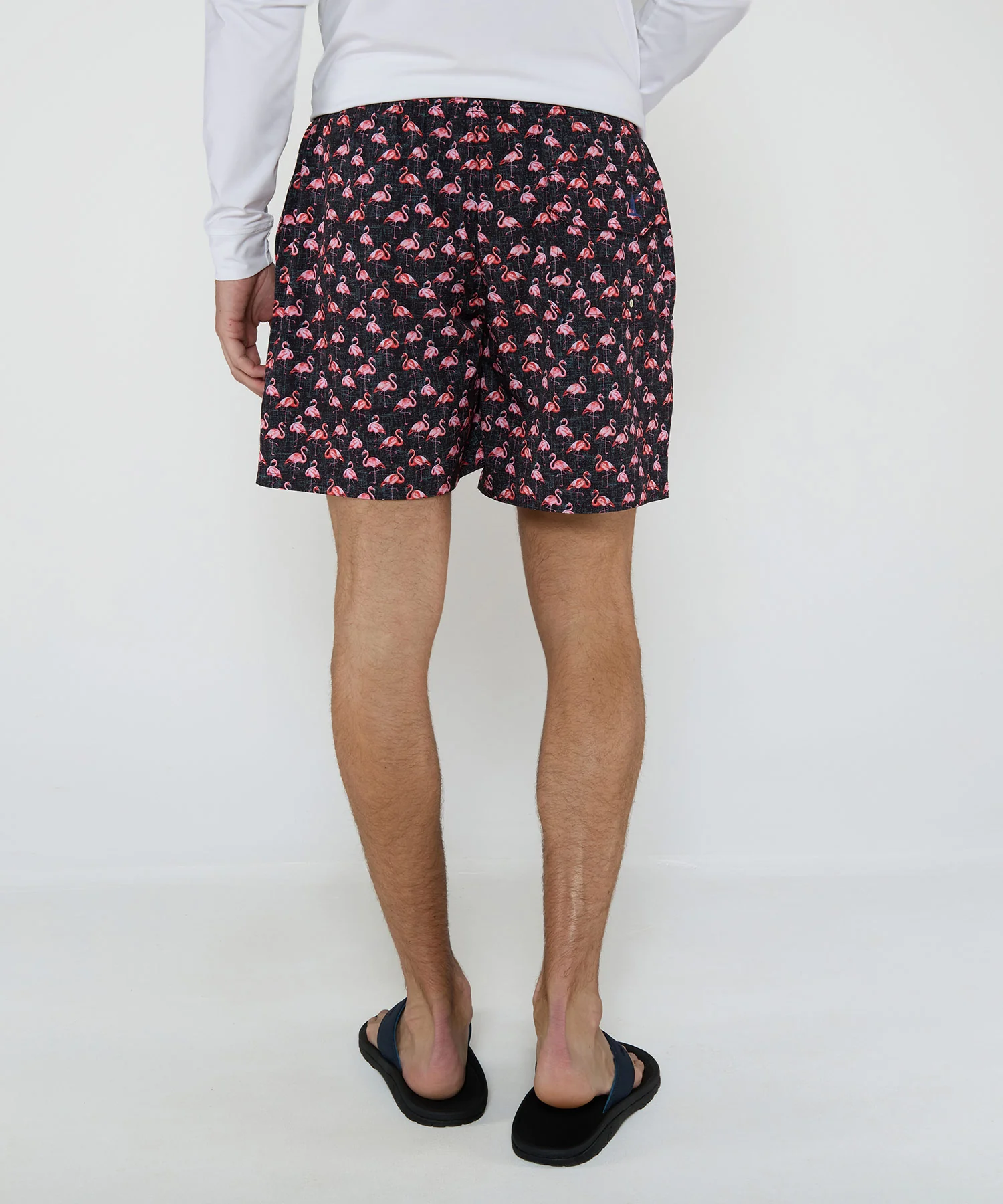 Westport Lifestyle Flamingo Print Stretch Swim Trunks - Image 4