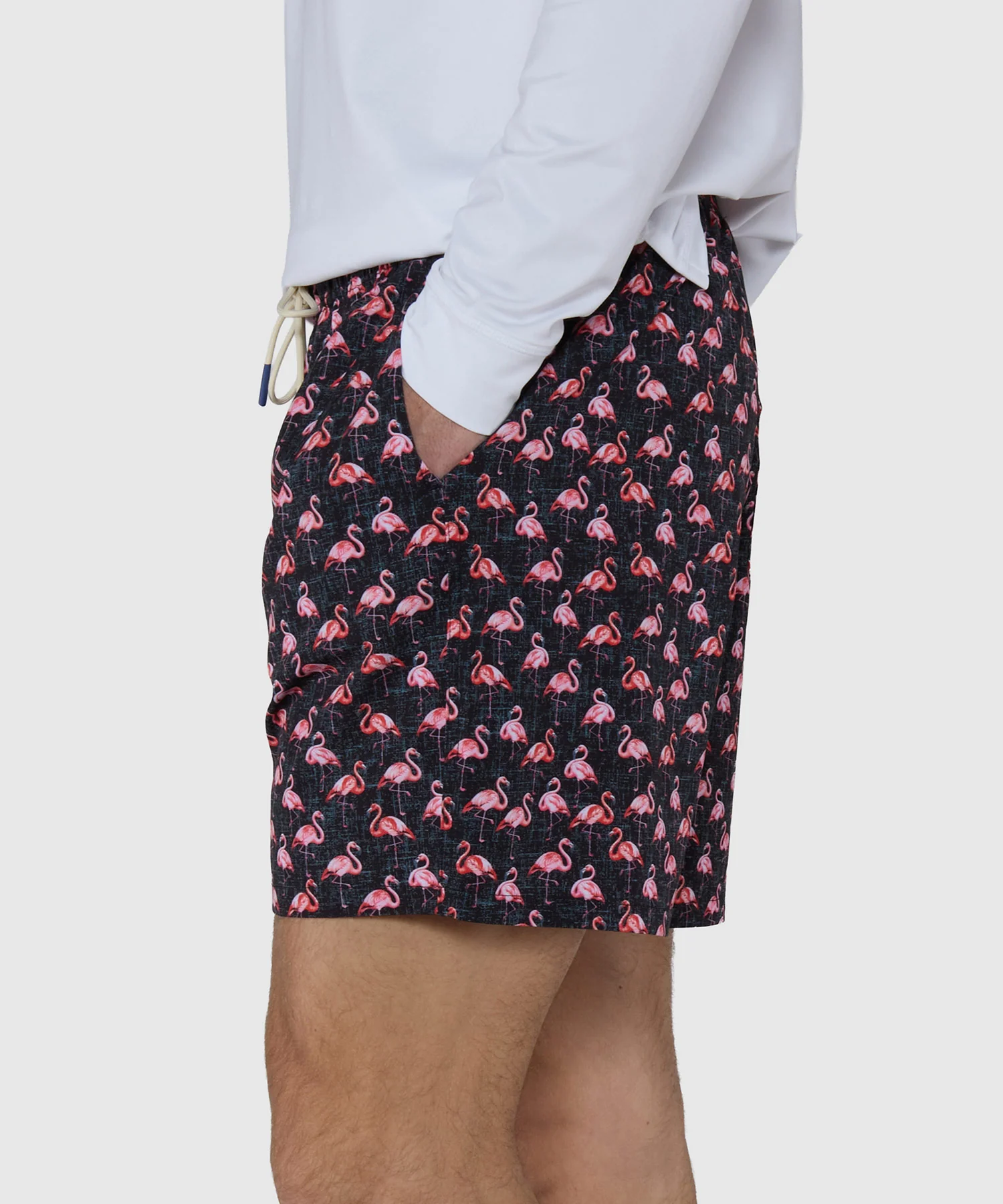 Westport Lifestyle Flamingo Print Stretch Swim Trunks - Image 5