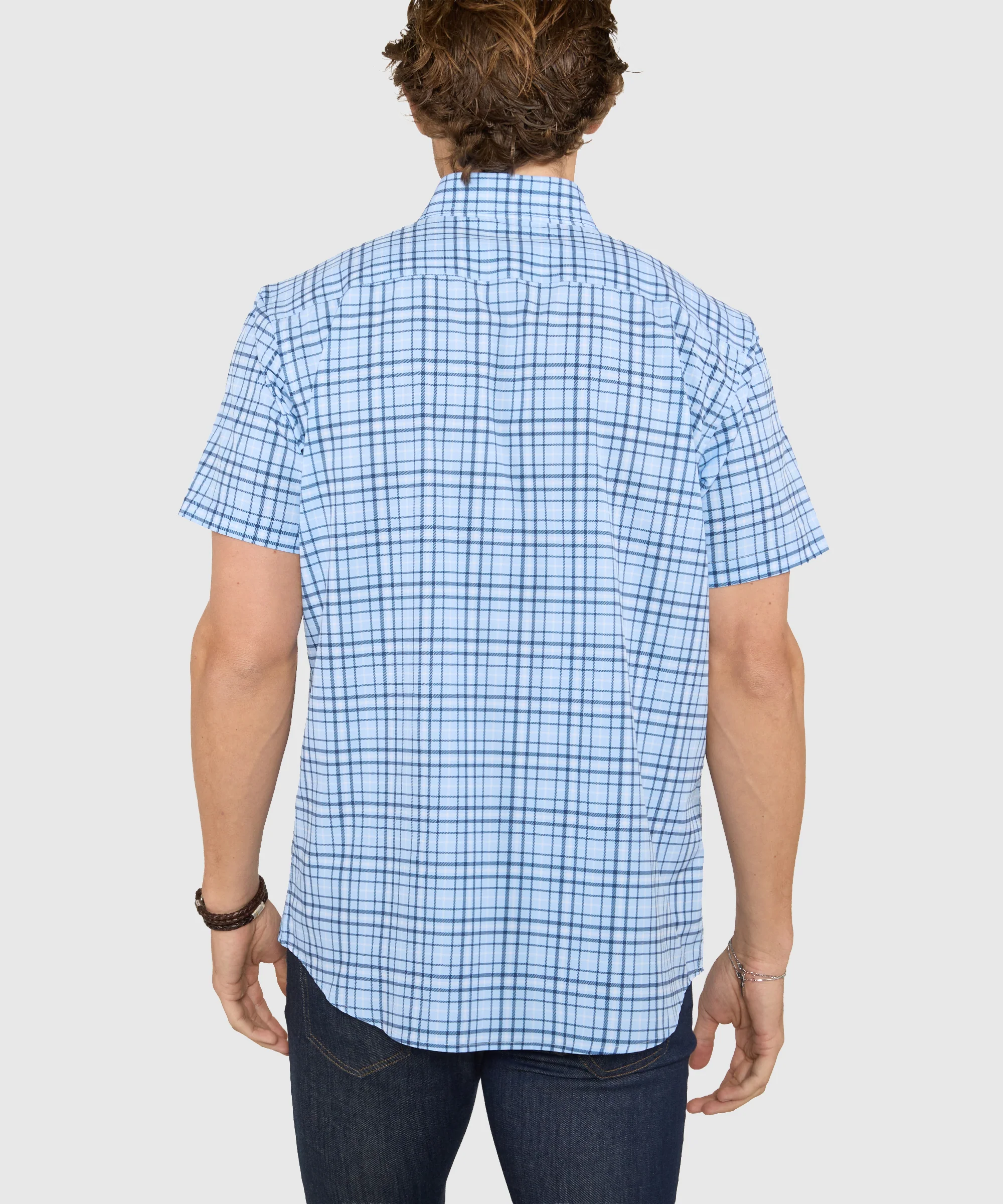 Westport No-Tuck Short Sleeve Button-Down Collar Stretch Performance Plaid Sport Shirt - Image 5