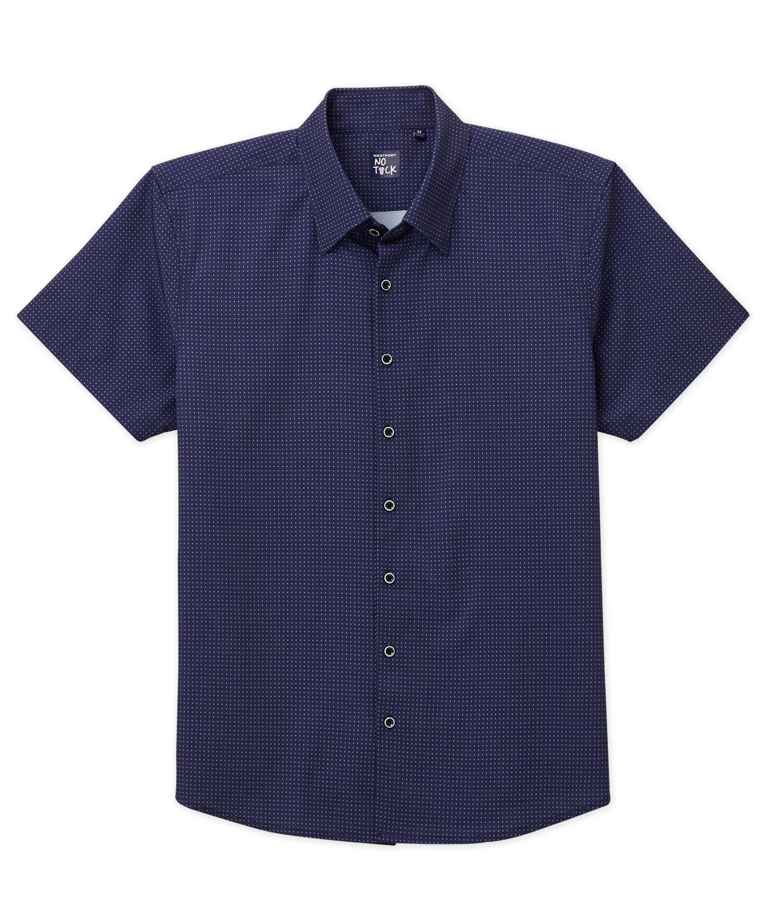 Westport No-Tuck Short Sleeve Spread Collar Stretch Performance Dot Print Sport Shirt
