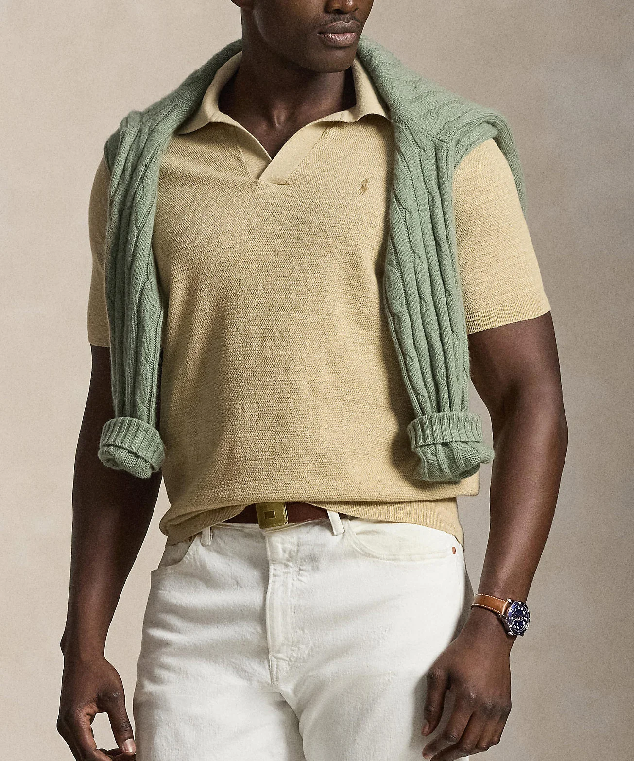Polo Ralph Lauren Short Sleeve Cotton Linen Polo Sweater - Image 12