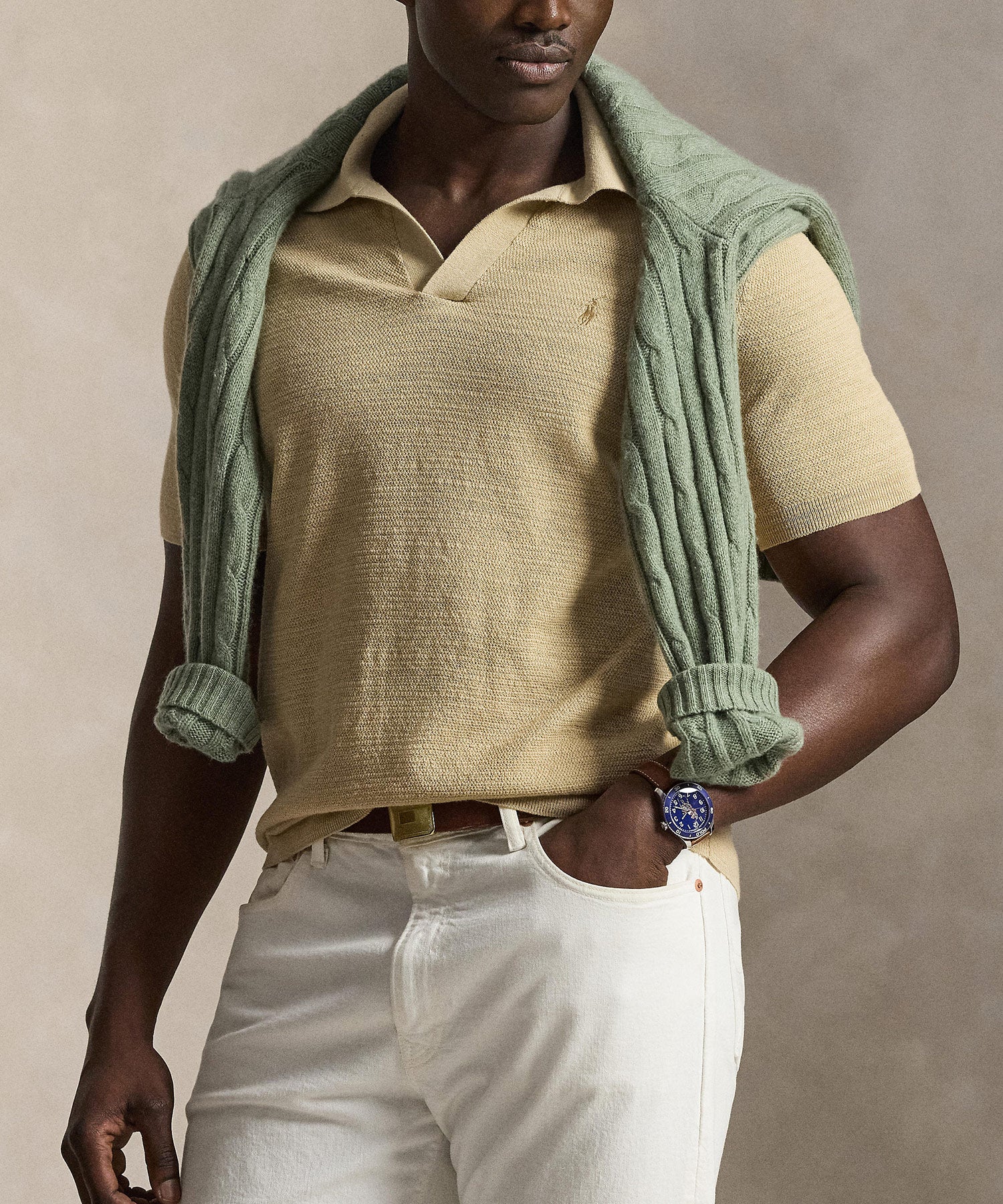 Polo Ralph Lauren Short Sleeve Cotton Linen Polo Sweater - Image 9