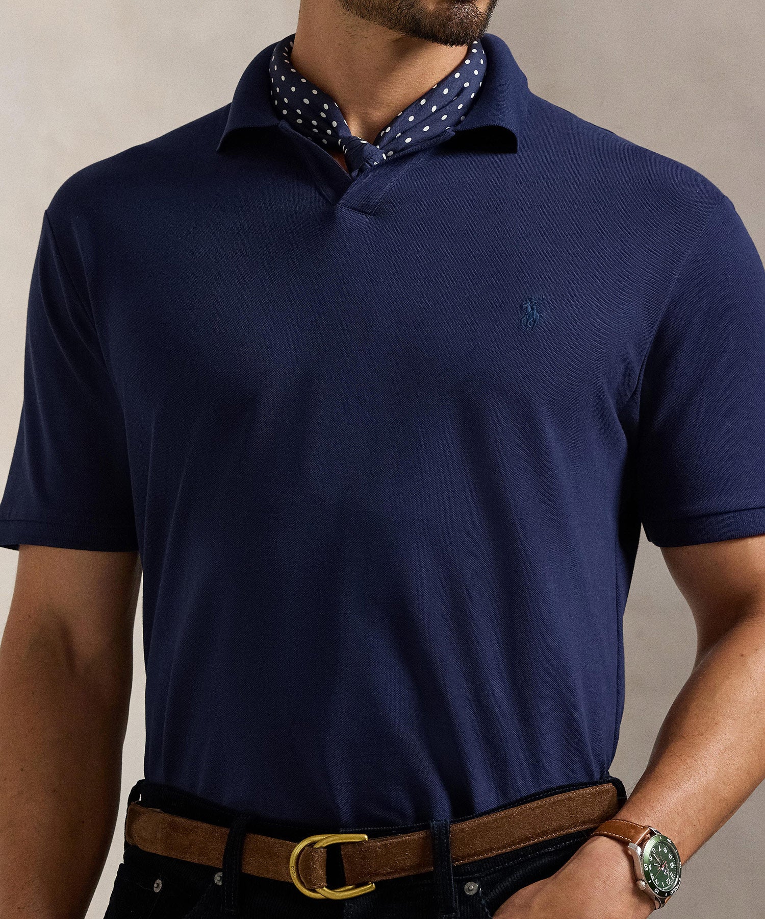 Polo Ralph Lauren Short Sleeve Stretch Mesh Johnny Collar Shirt - Image 5