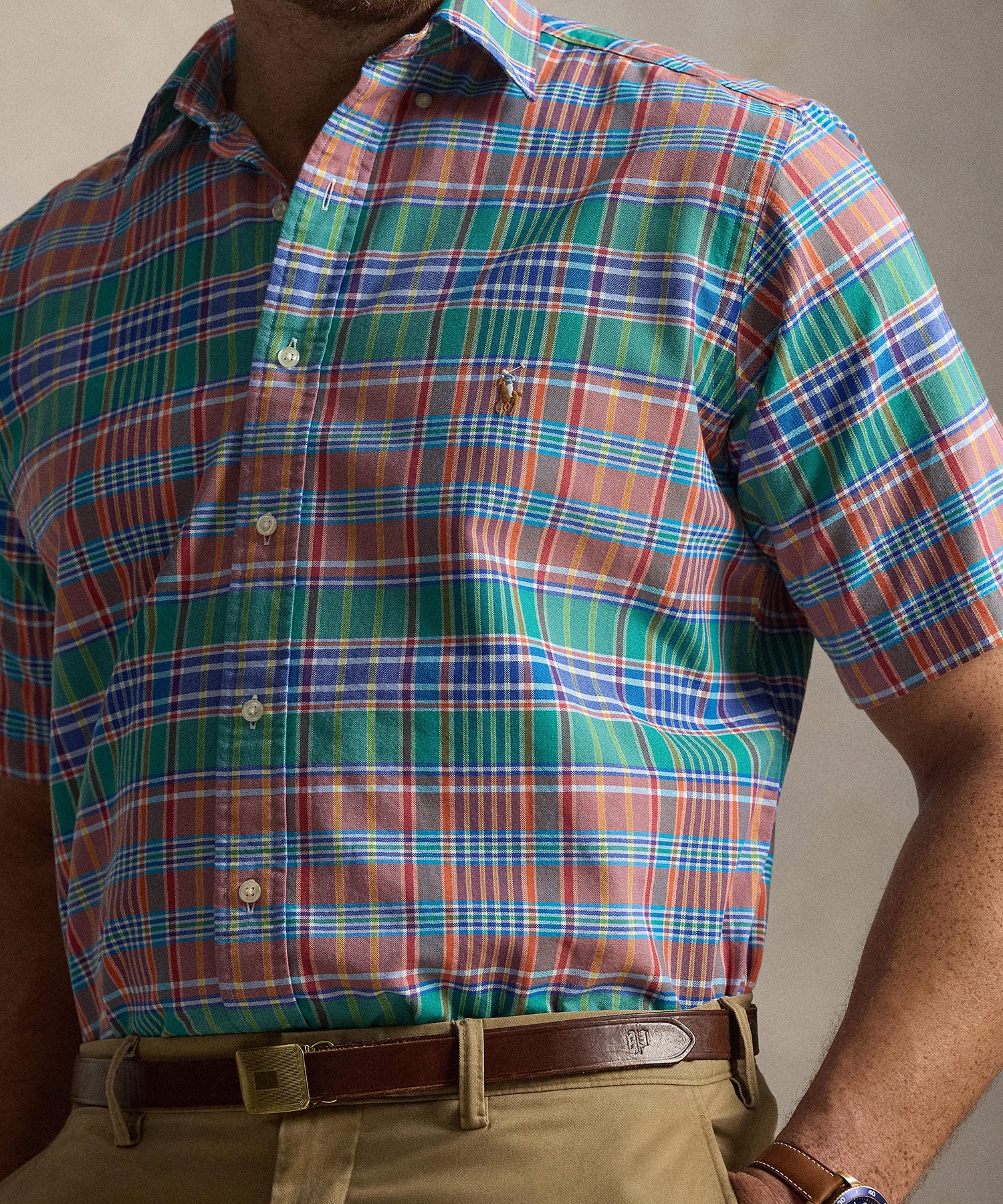 Polo Ralph Lauren Short Sleeve Patterned Oxford Sport Shirt - Image 3