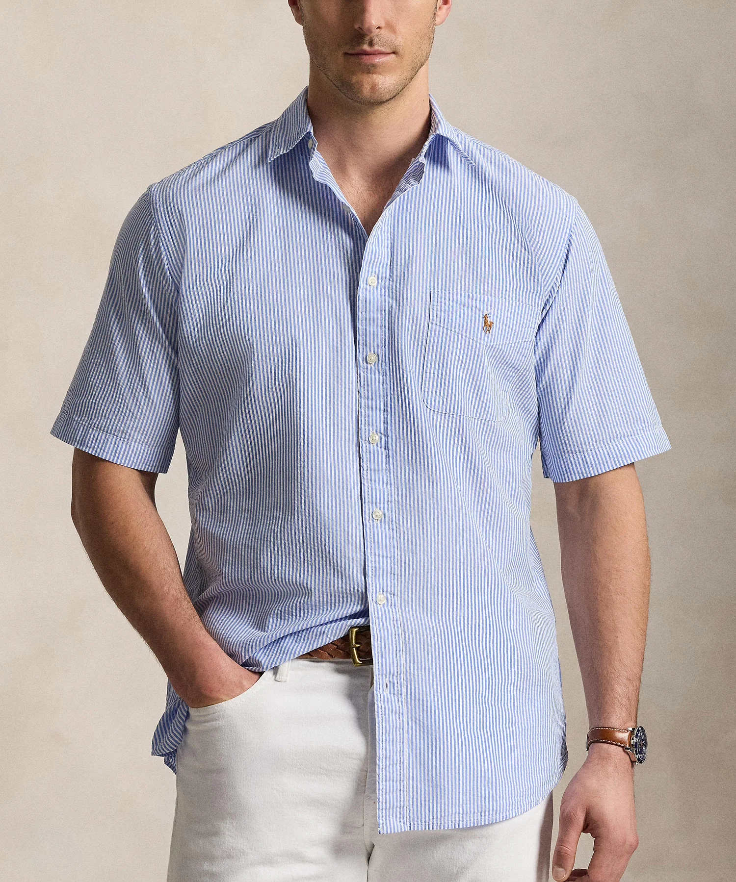 Polo Ralph Lauren Short Sleeve Seersucker Sport Shirt - Image 4