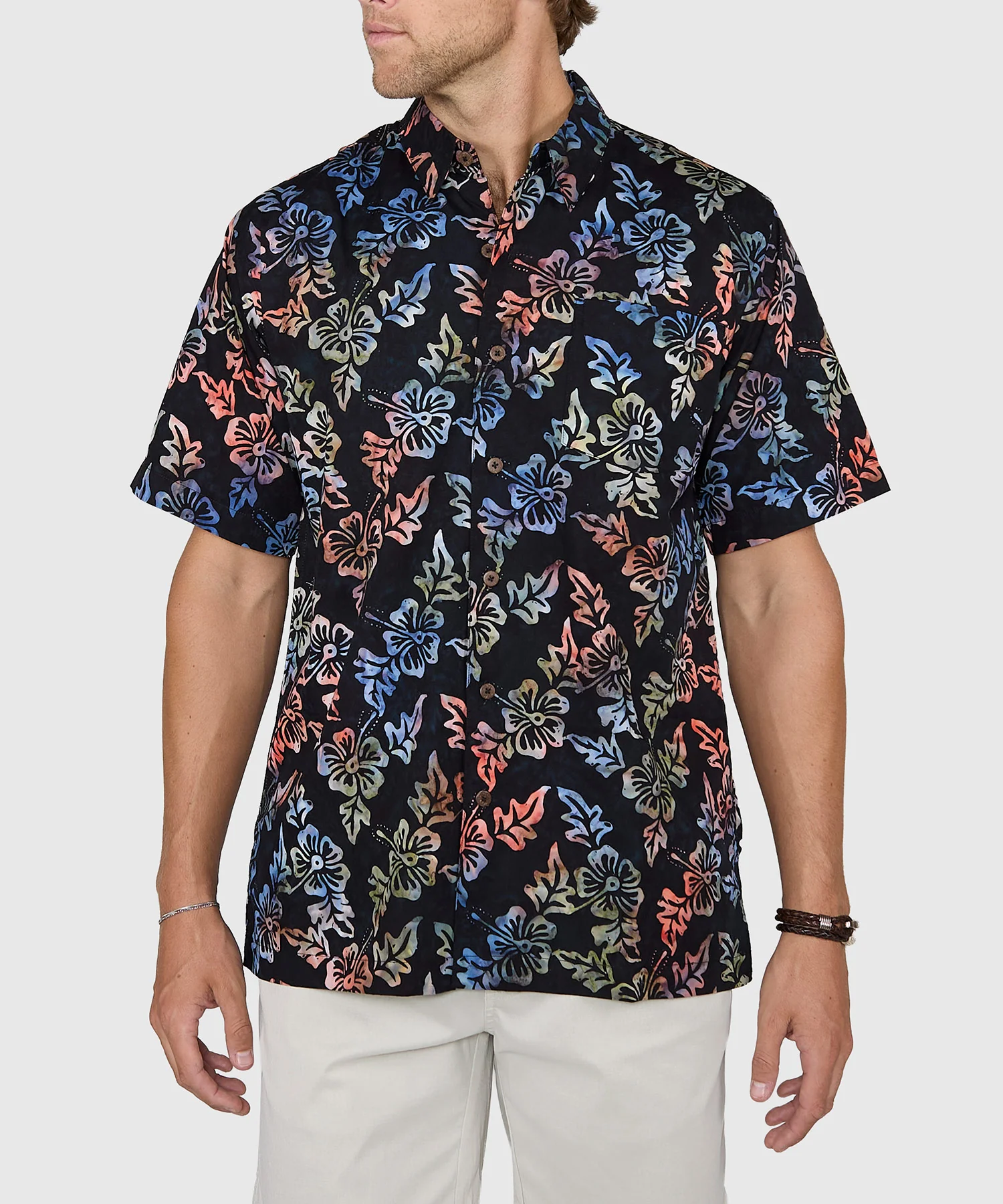 Westport Black Short Sleeve Batik Print Camp Shirt - Image 2