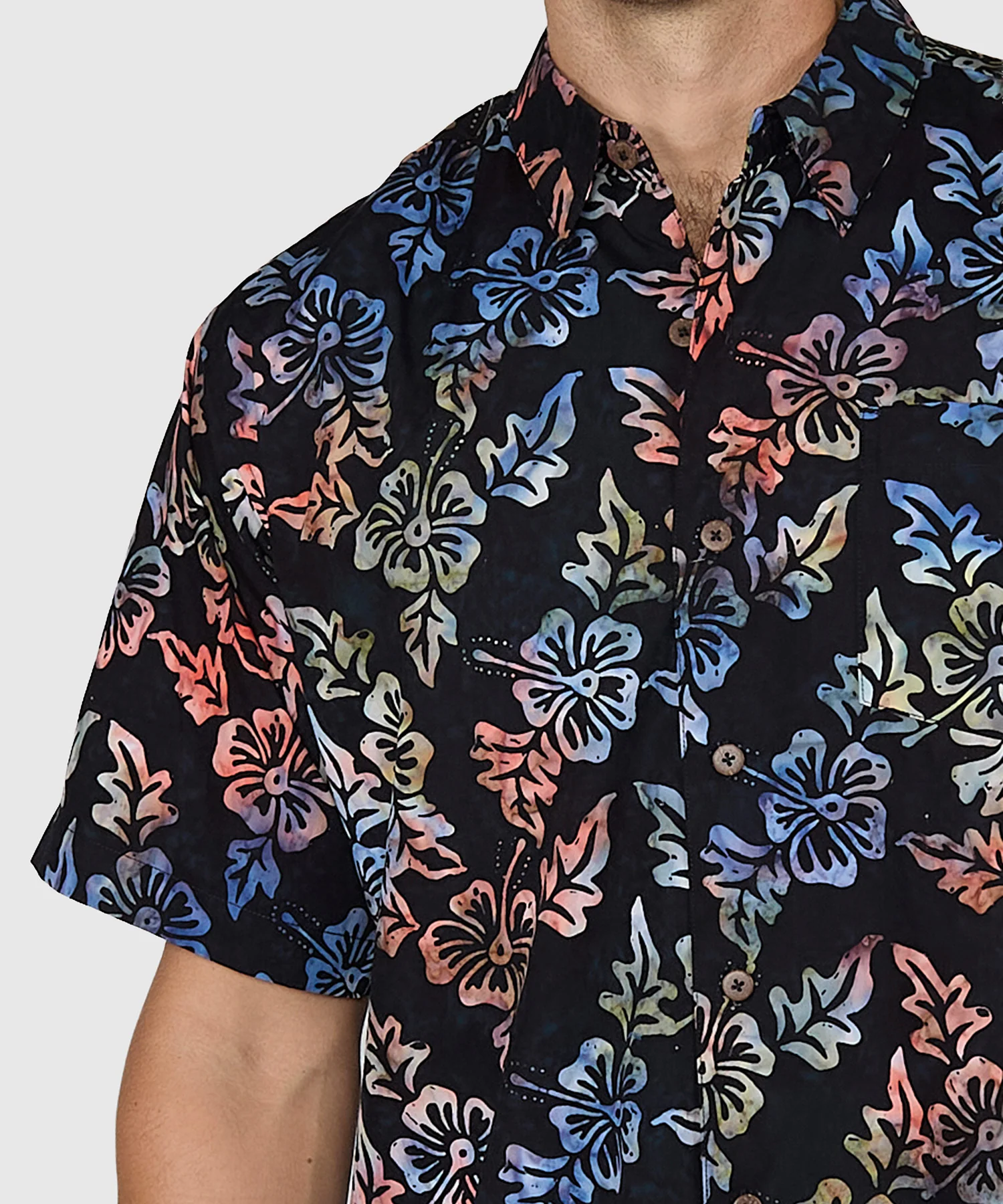 Westport Black Short Sleeve Batik Print Camp Shirt - Image 3