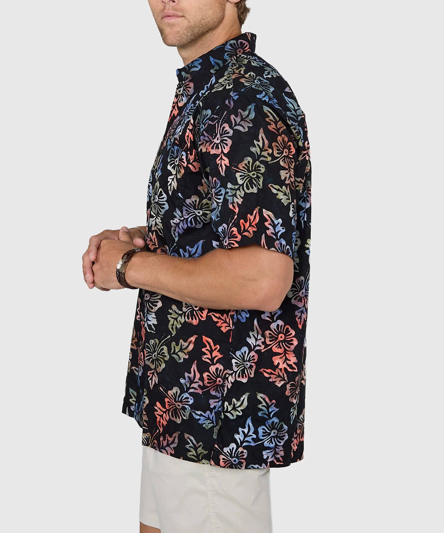 Westport Black Short Sleeve Batik Print Camp Shirt - Image 4