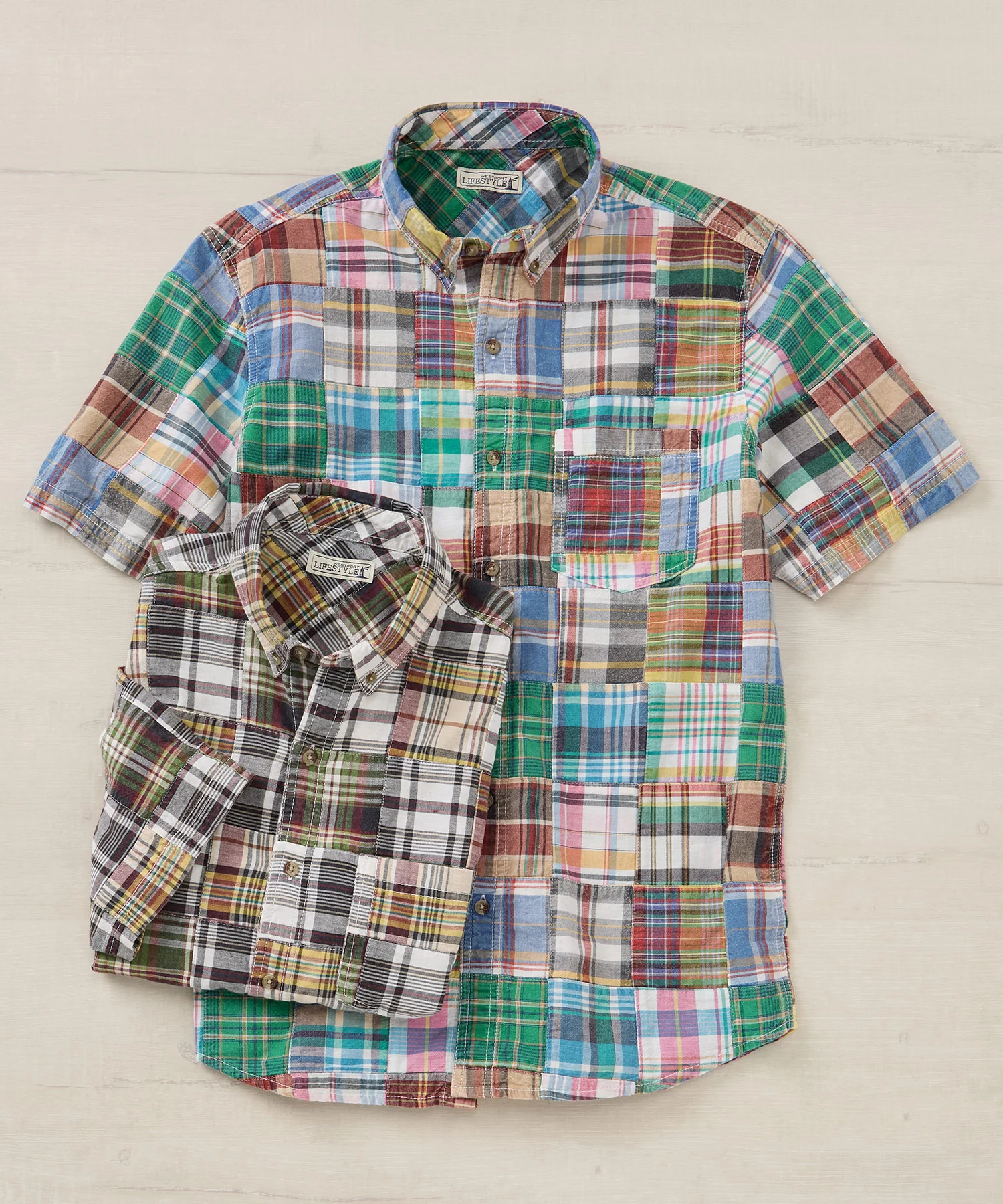 Westport Lifestyle Short Sleeve Button-Down Collar Madras Sport Shirt - Image 2