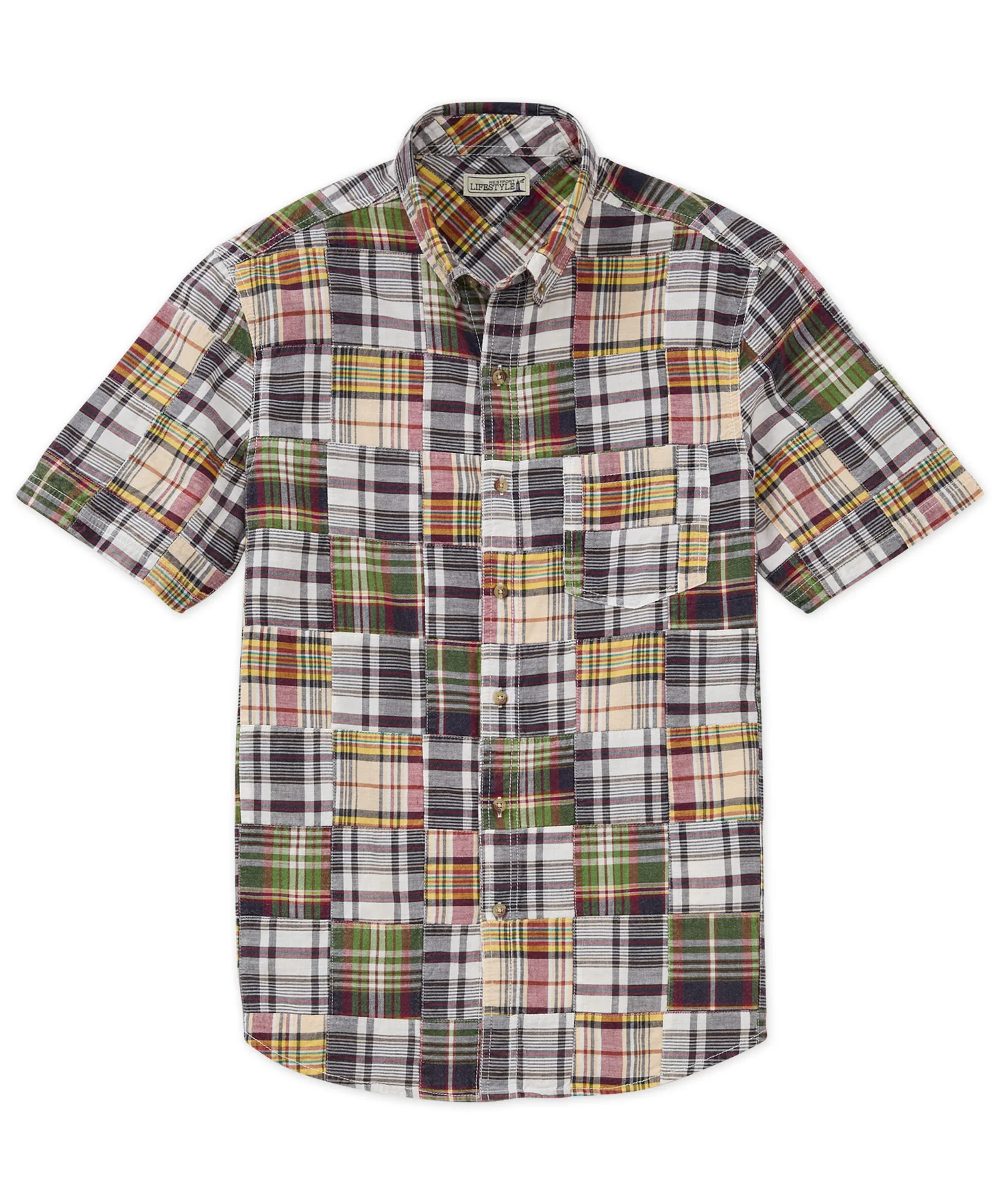 Westport Lifestyle Short Sleeve Button-Down Collar Madras Sport Shirt - Image 7