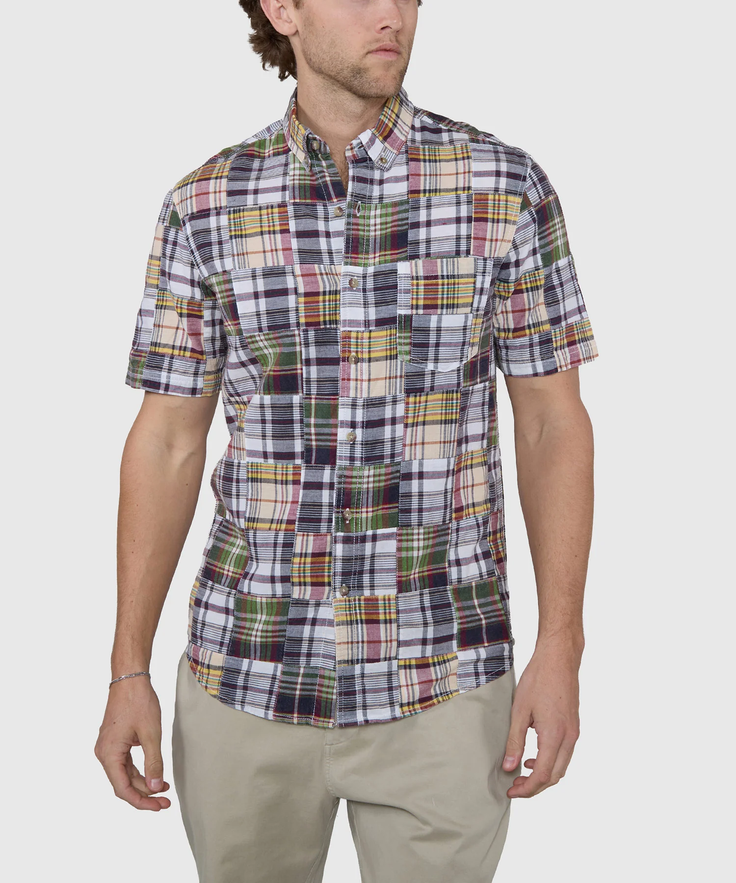 Westport Lifestyle Short Sleeve Button-Down Collar Madras Sport Shirt - Image 8